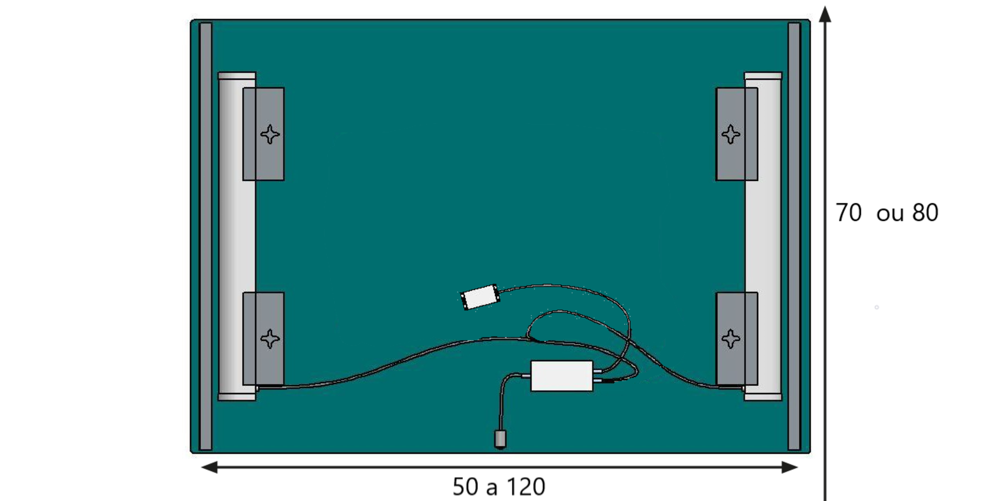 Espejo de baño con luz LED Alix blanco, sensor, táctil 80x80cm - 2