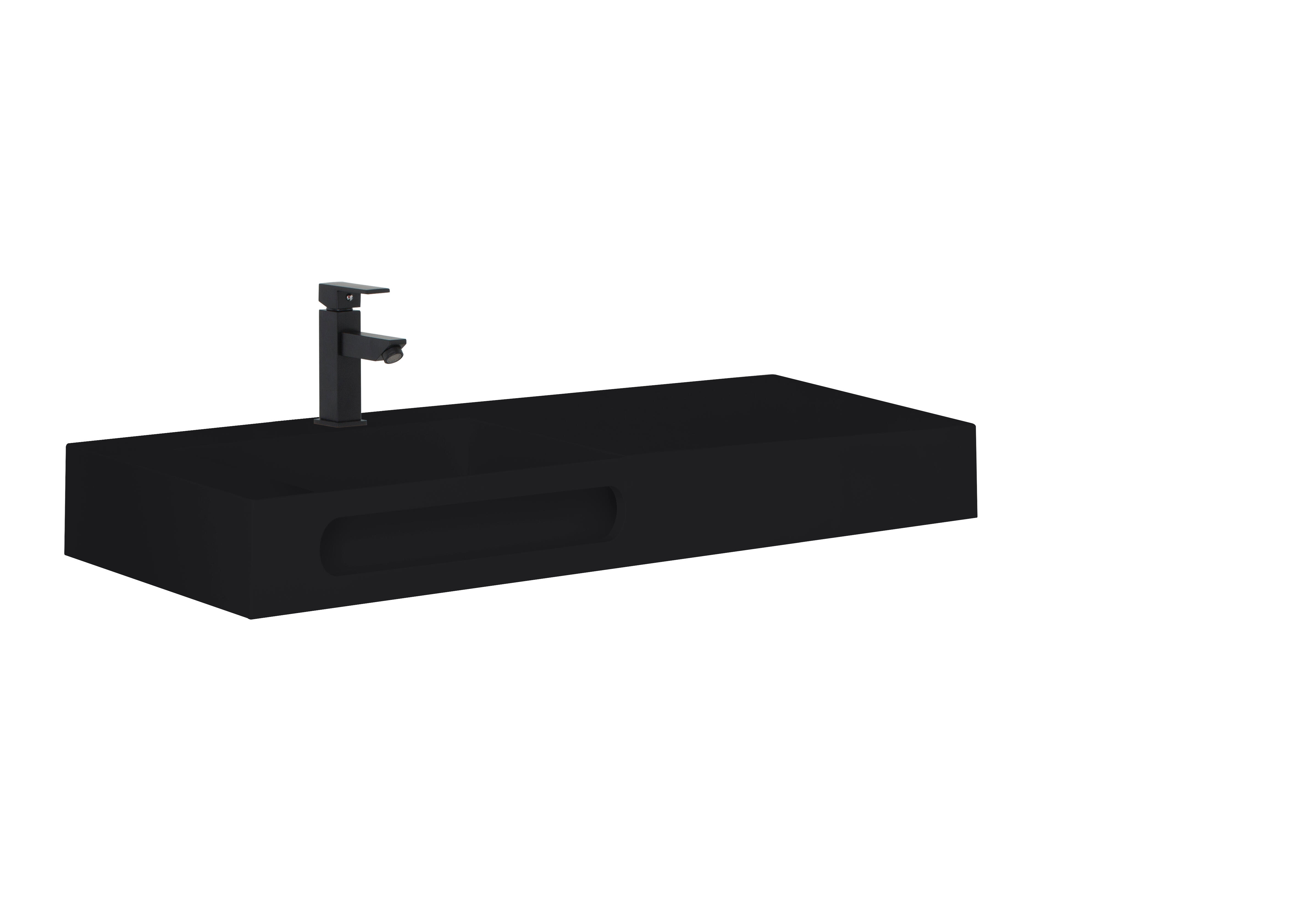 Lavabo suspendido zeus negro 81x12x46 cm