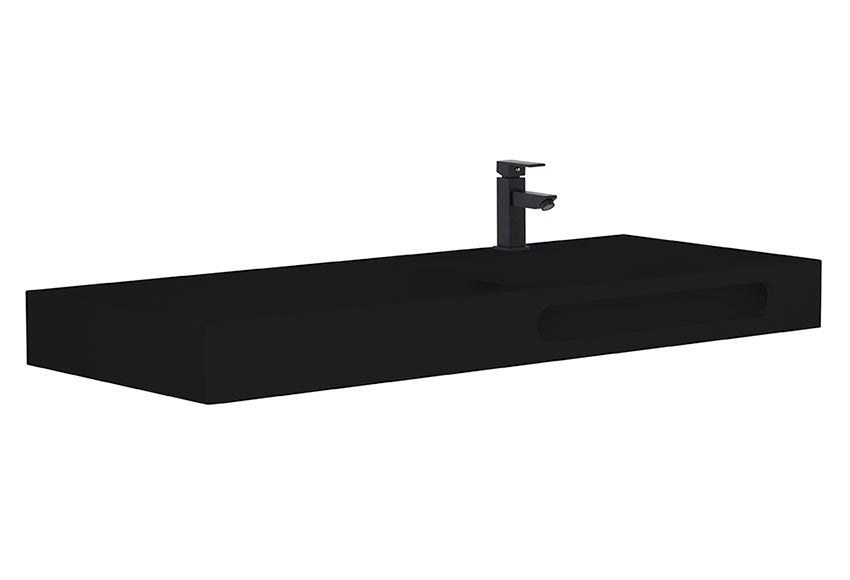 Lavabo suspendido negro zeus 141x12x46 cm