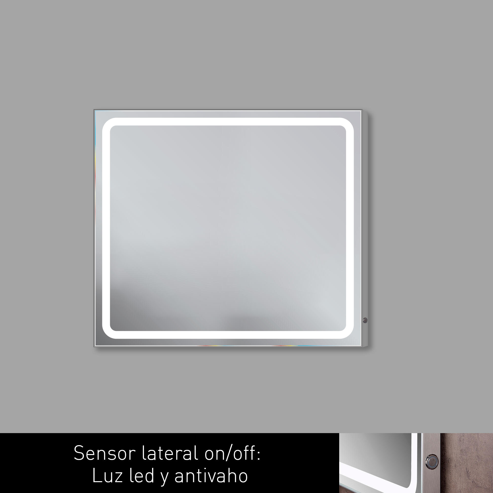Espejo de baño con luz LED  Emin  con antivaho, sensor, táctil,  80x80cm - 8