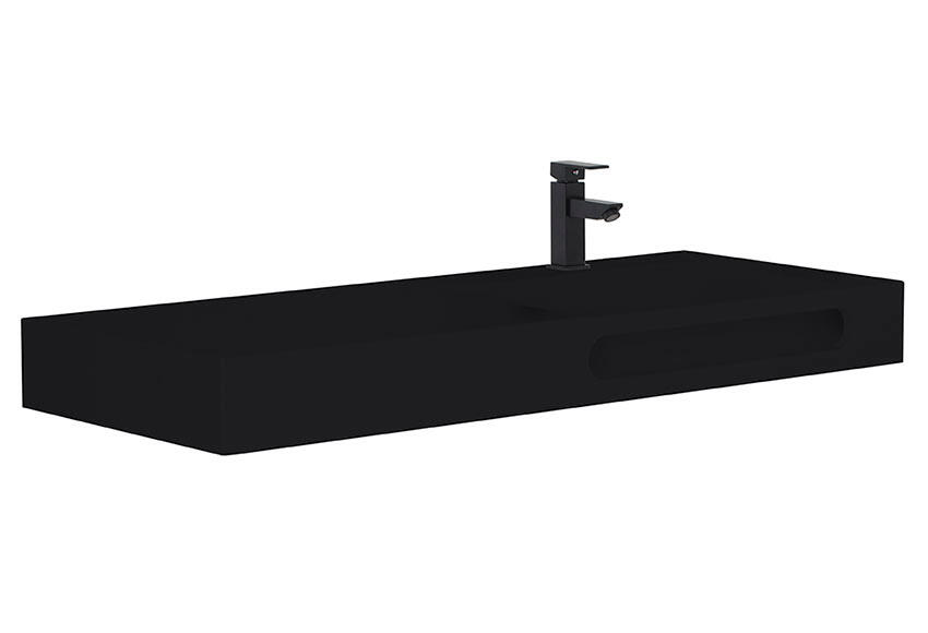 Lavabo suspendido zeus negro 121x12x46 cm