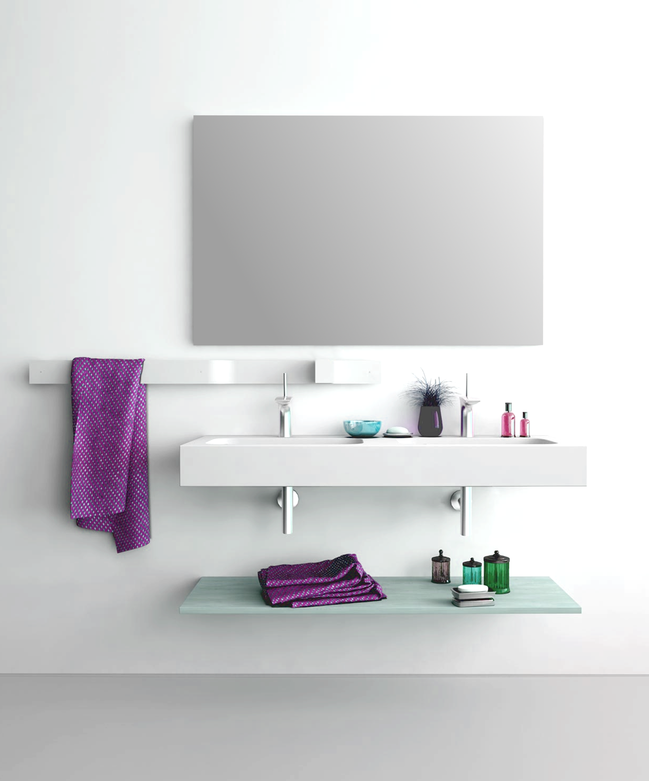 Espejo de baño con luz LED ambiente Bit gris/plata 100x80cm - 7
