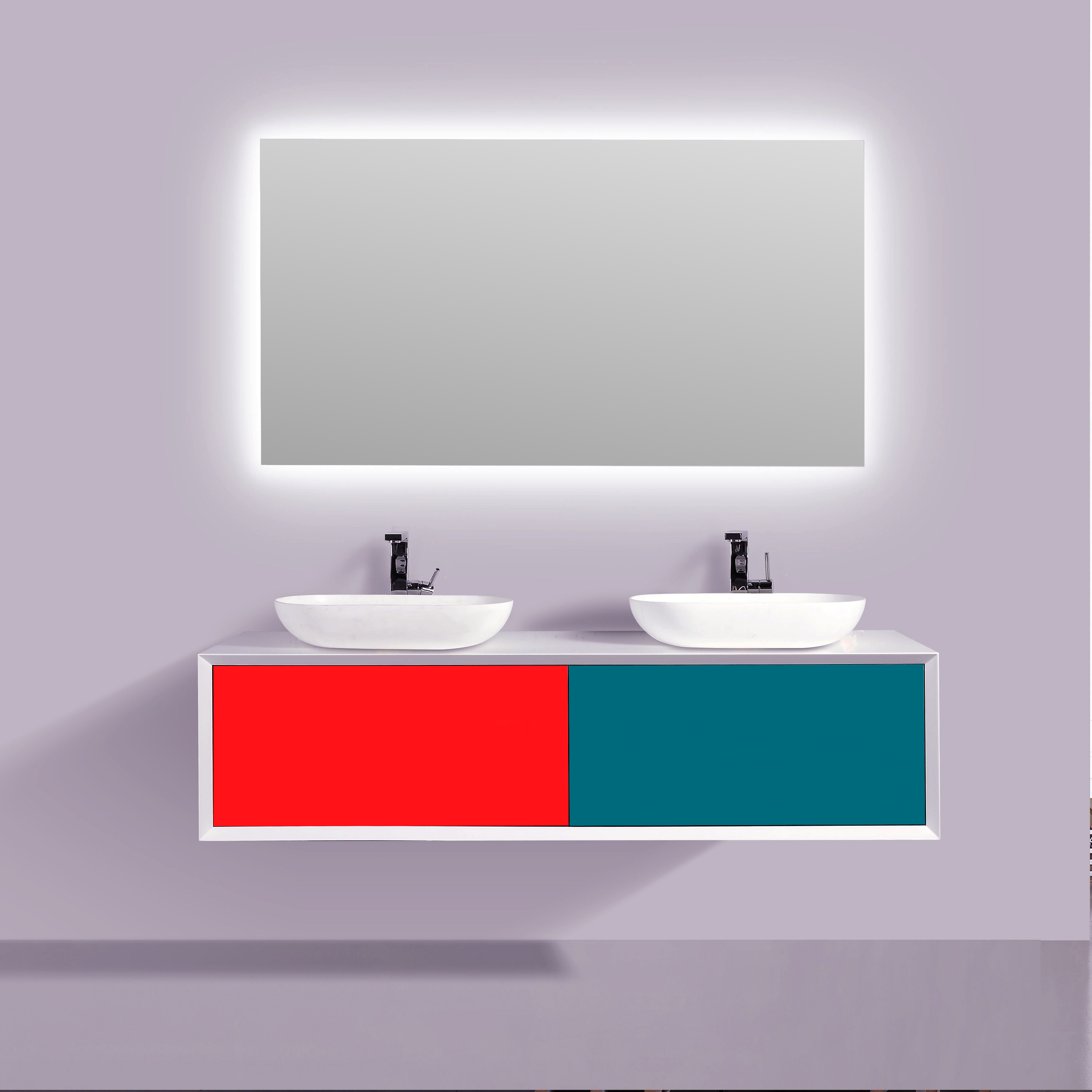 Espejo de baño con luz LED ambiente Bit gris/plata 100x80cm - 5
