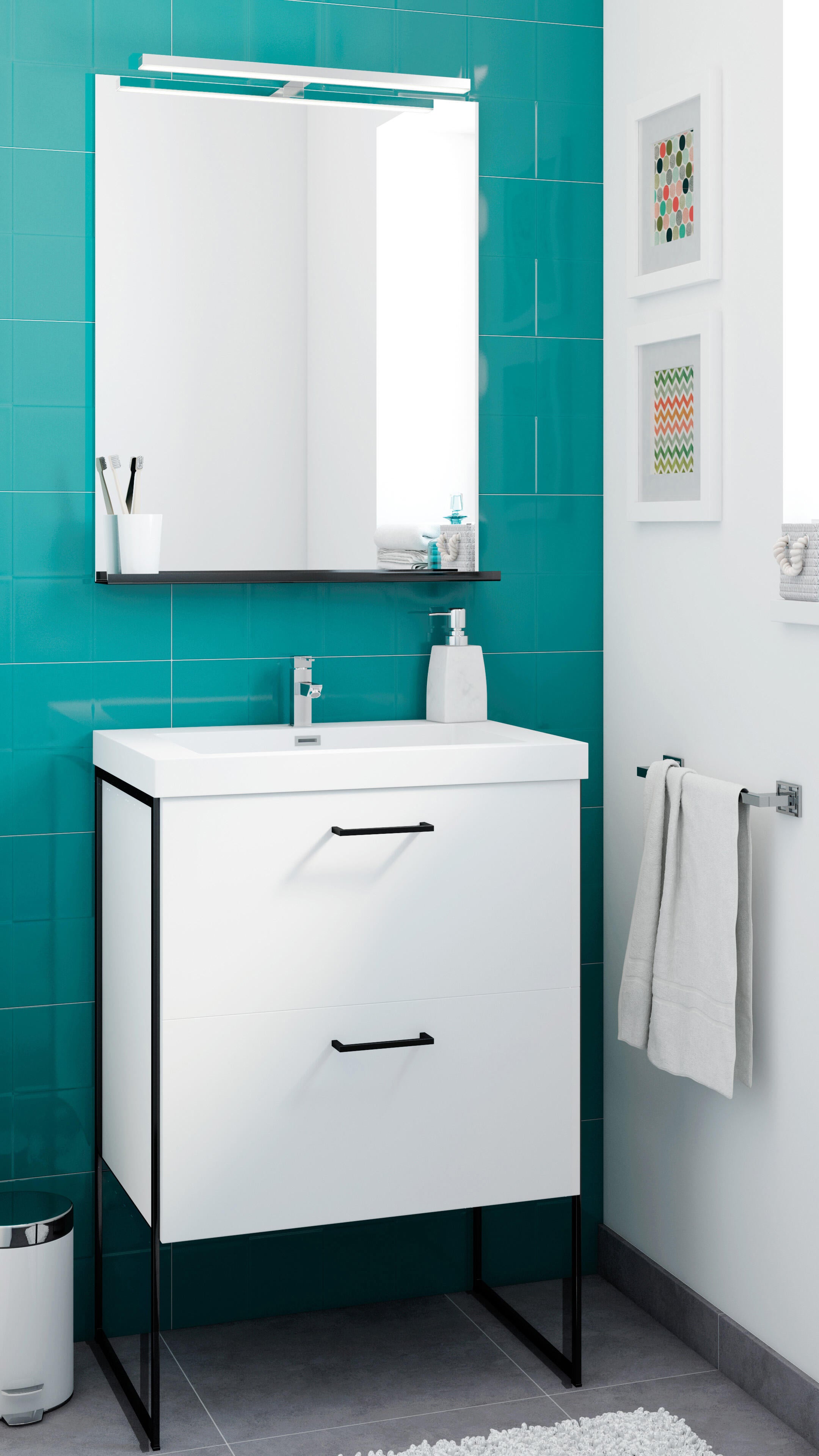 Mueble de baño con lavabo Tecnic  blanco mate 60x45 cm - 2