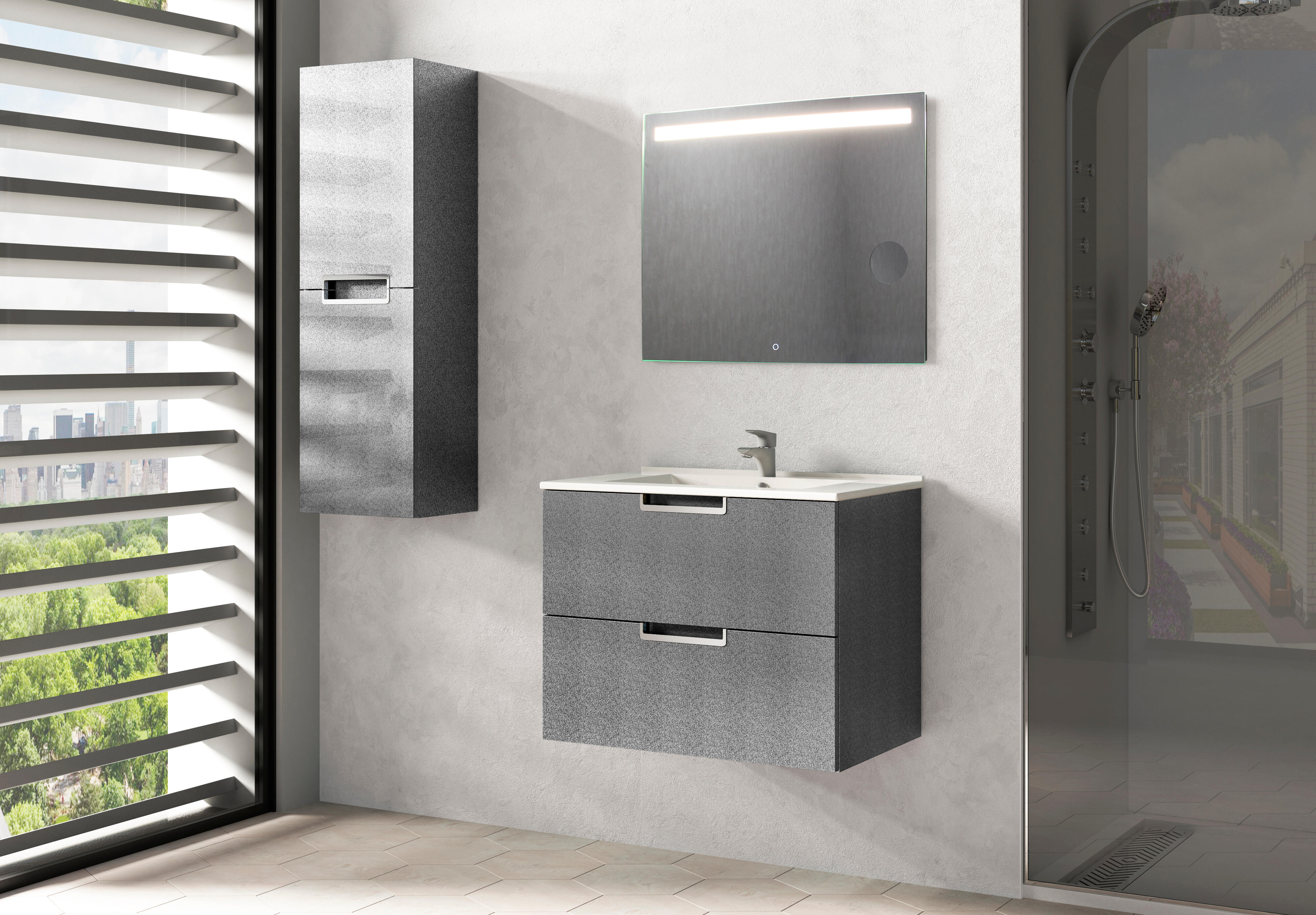 Espejo de baño con luz led anaya blanco con táctil 100x80cm