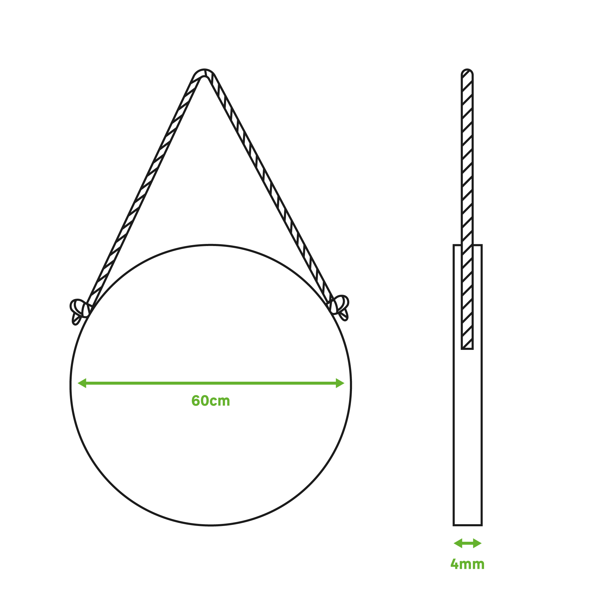 Espelho redondo Vintage corda D60cm natural - 3