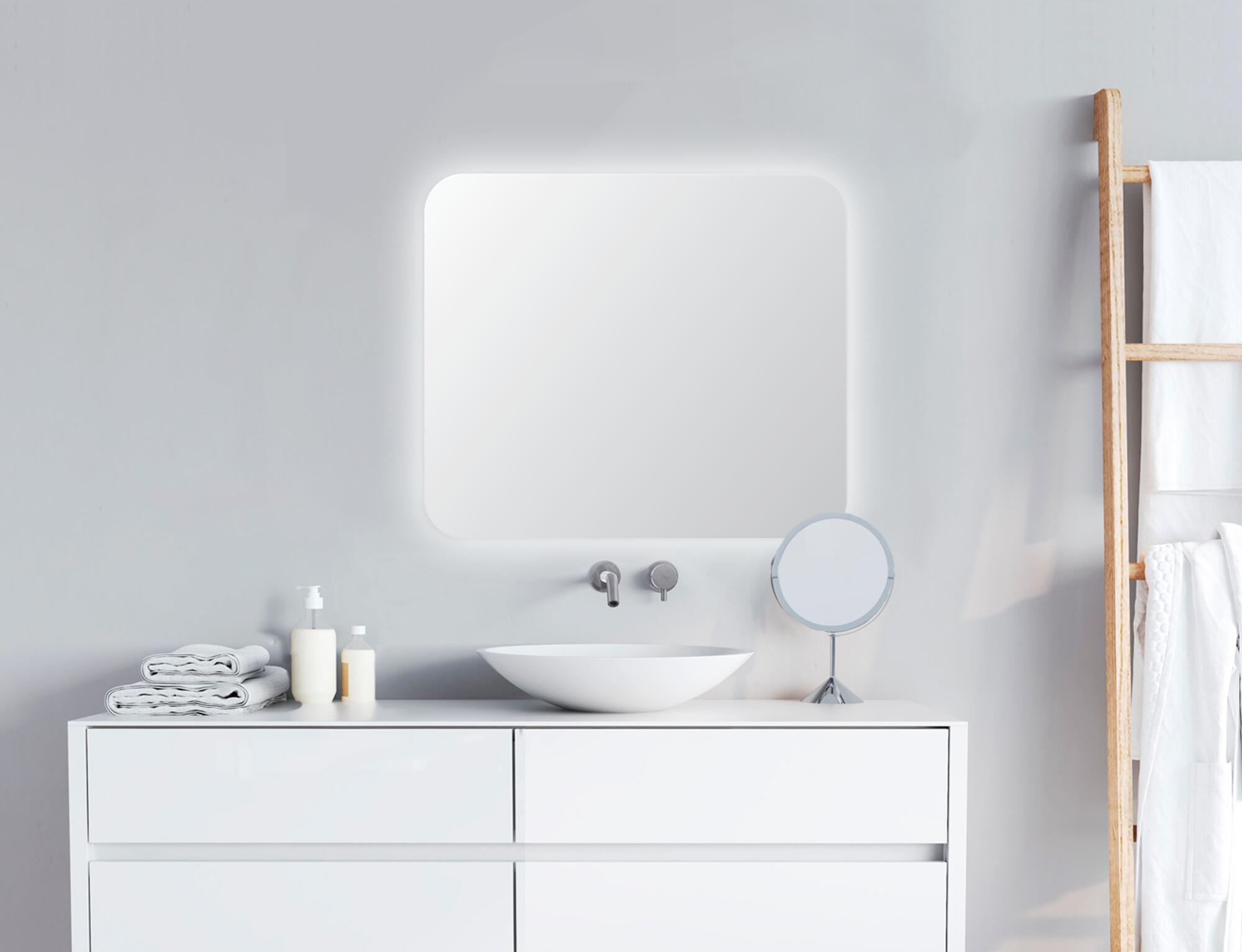 Espejo de baño con luz led ambiente elin con antivaho 60x60cm