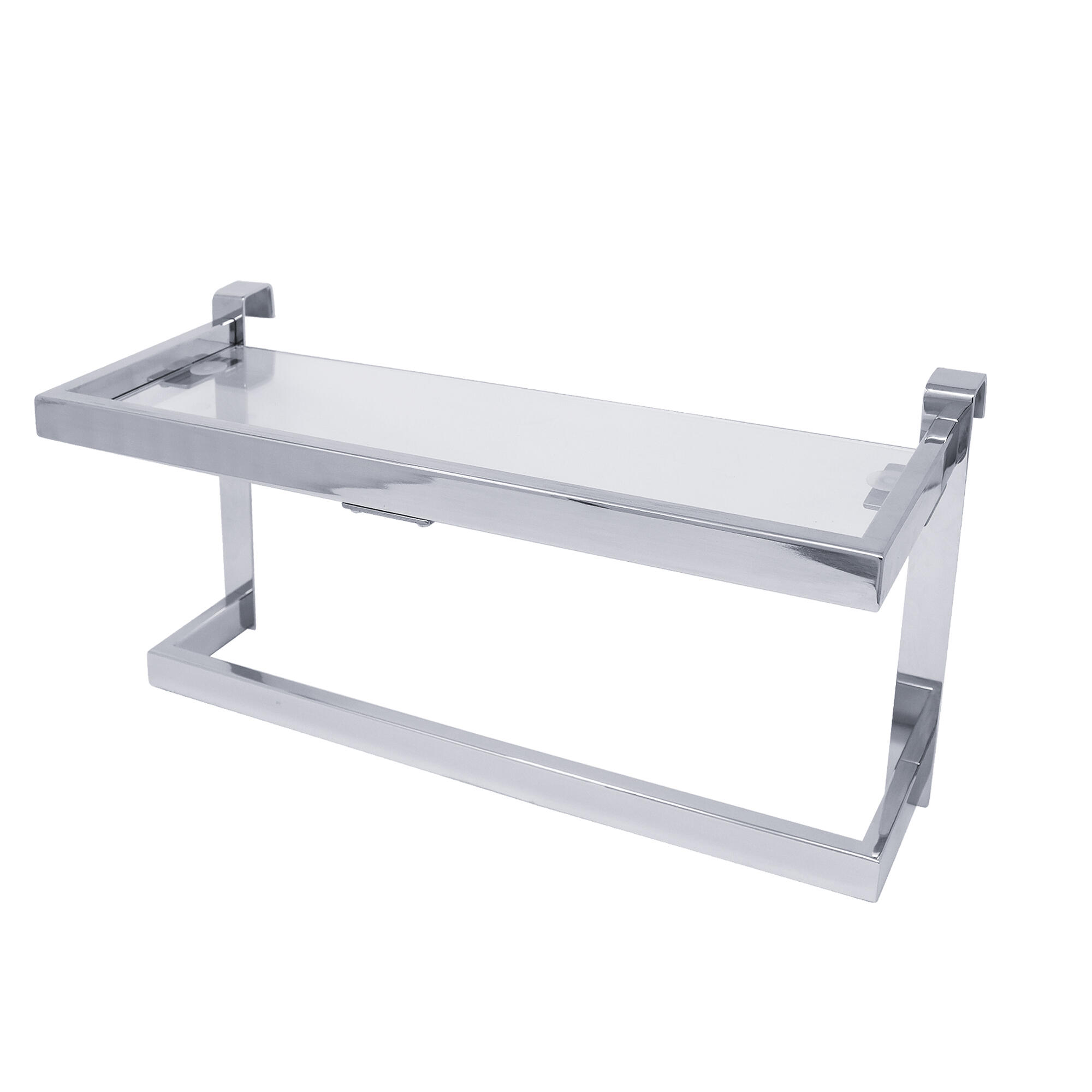 Toallero repisa + toallero cromado 38x18 cm