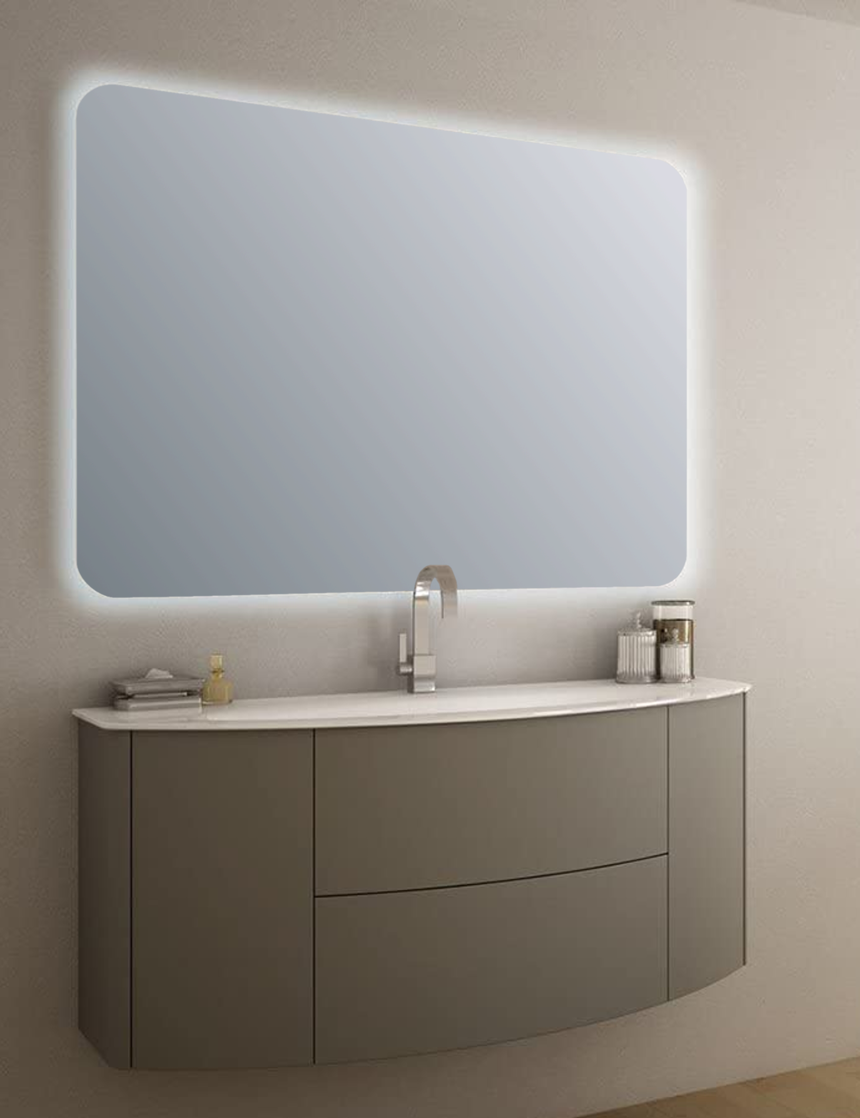 Espejo de baño con luz led ambiente elin con antivaho 110x70cm