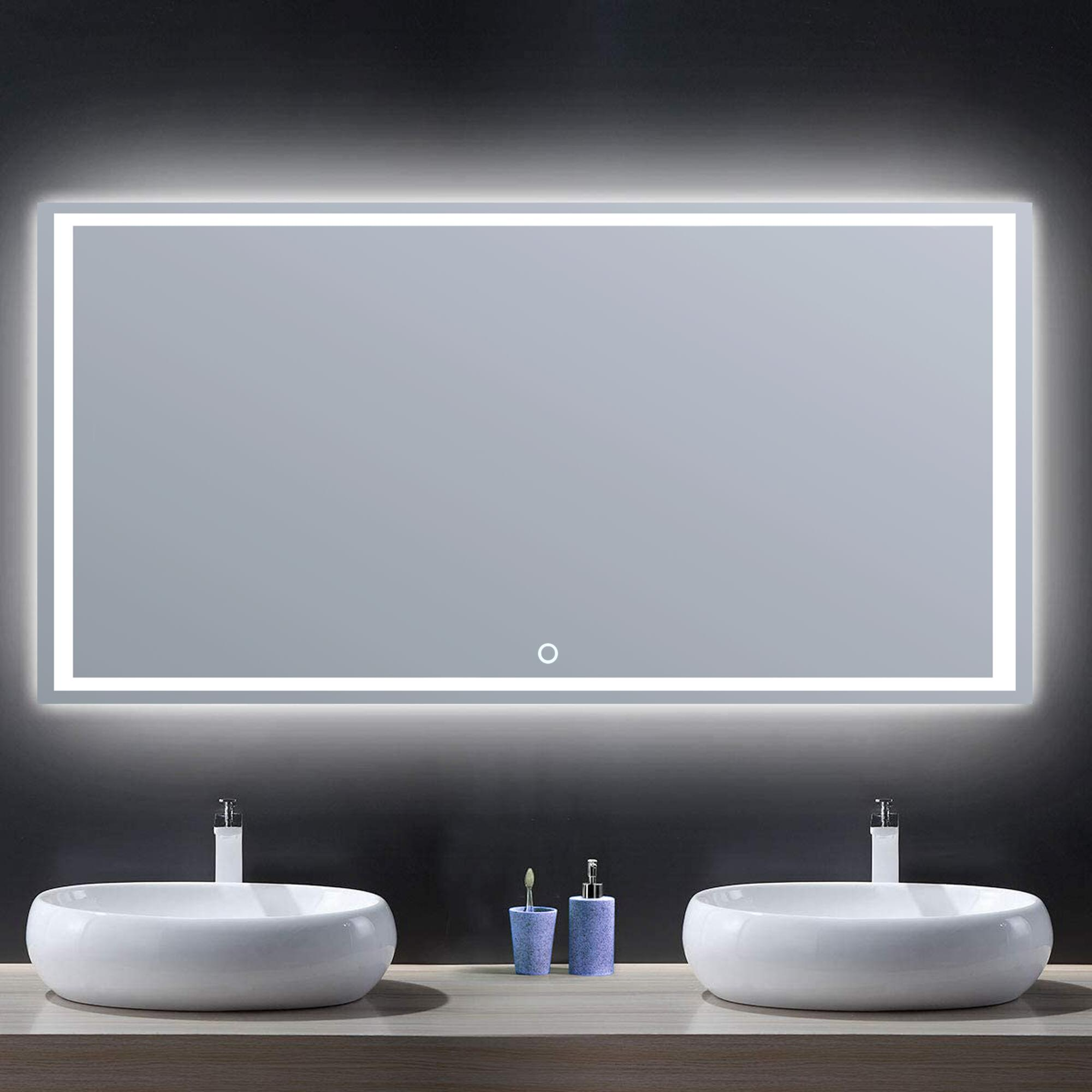 Espejo de baño con luz led ambiente gunar 100x70cm