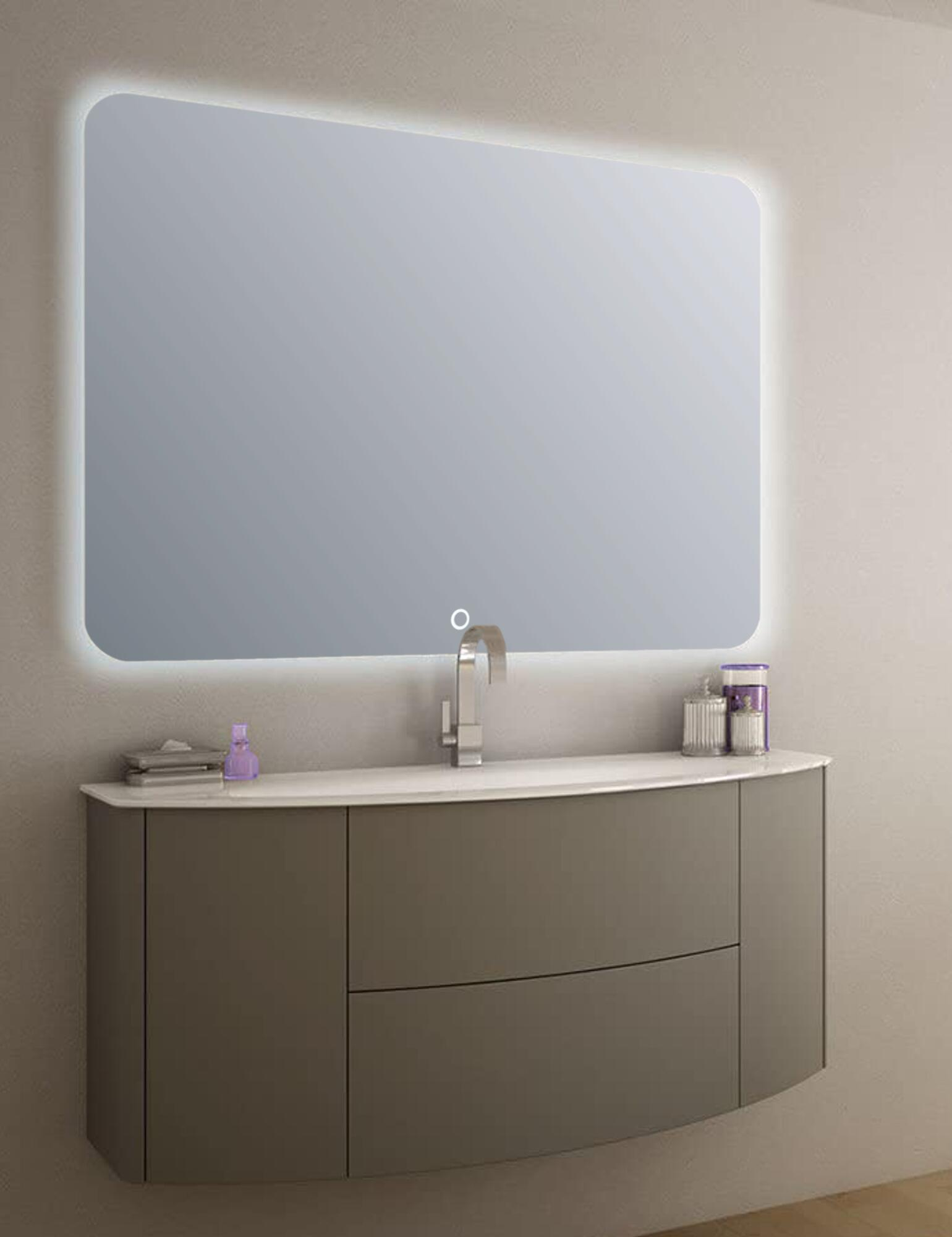 Espejo de baño con luz led ambiente elin con antivaho 100x70cm