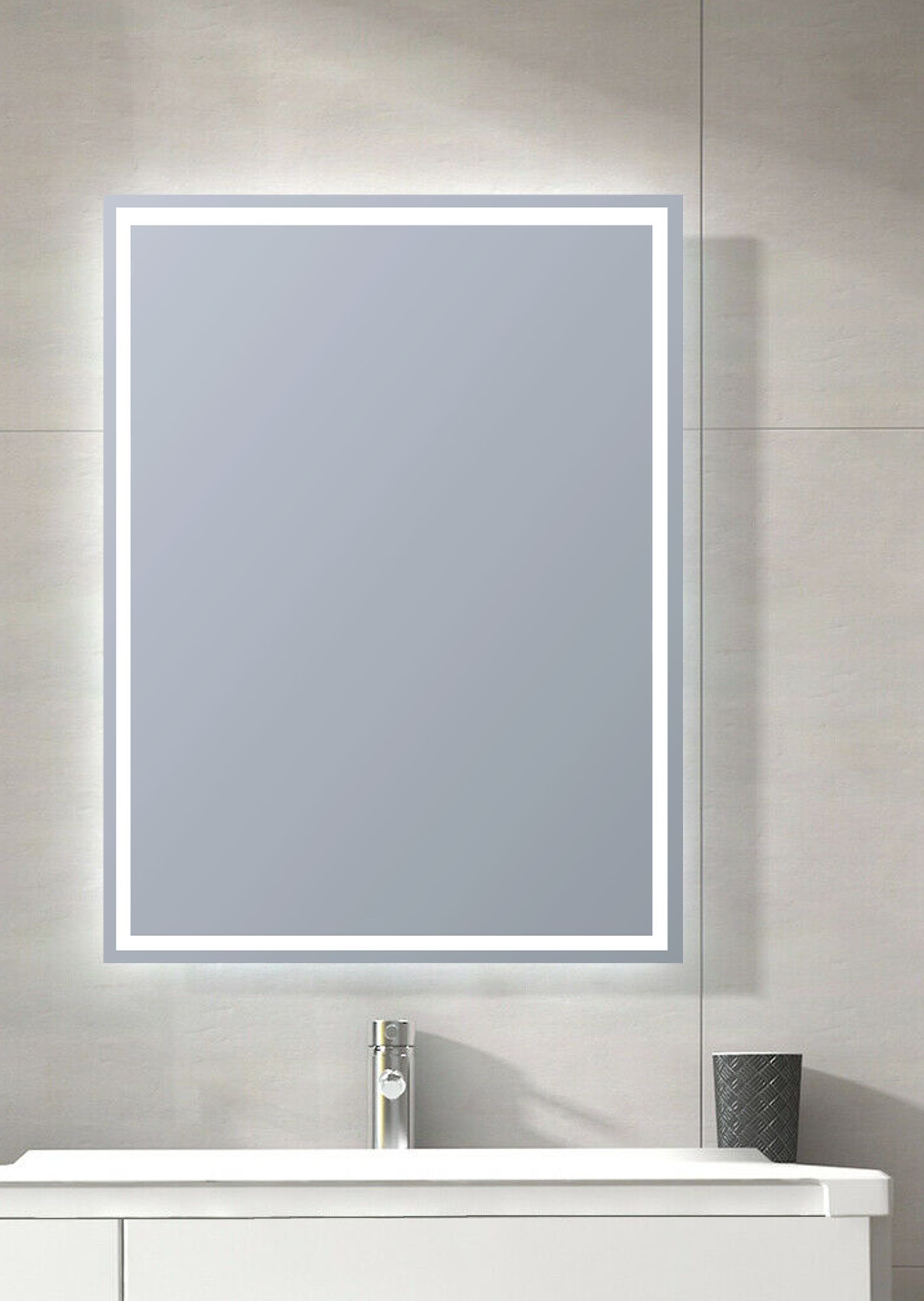 Espejo de baño con luz LED ambiente,  Gunar gris/plata con antivaho, 80x80cm - 6