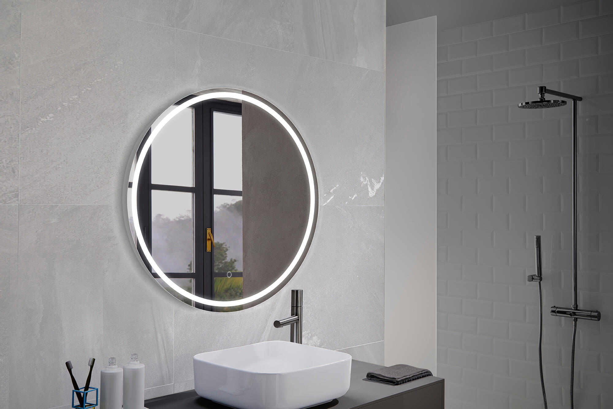 Espejo de baño con luz LED MIA, sensor, táctil, 80x80 cm - 5