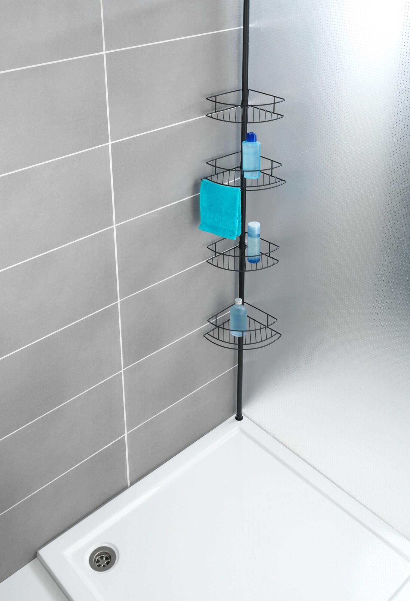 Organizador de ducha Dolcedo negro con 4 alturas  31x275x31 cm - 5