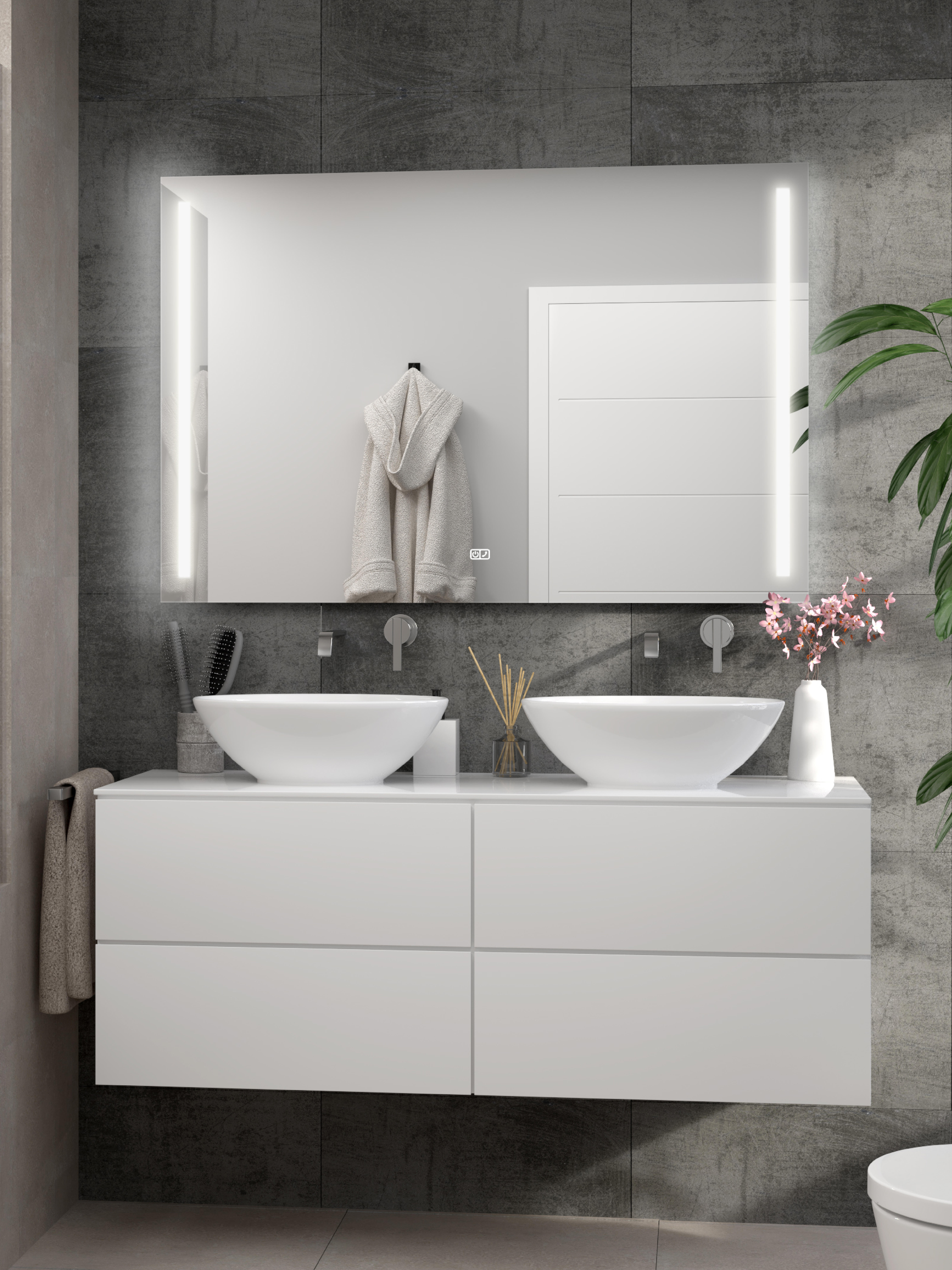Espejo de baño con luz led phone call con antivaho, táctil, altavoz, , bluetooth, 120x80cm