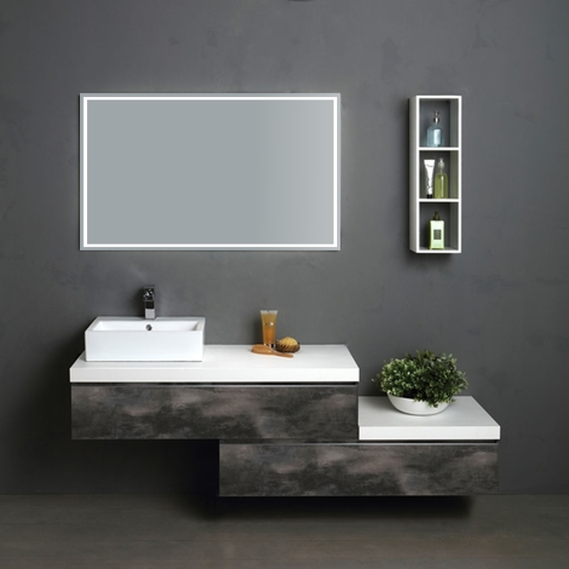 Espejo de baño con luz LED ambiente Nashira gris/plata 90x80cm