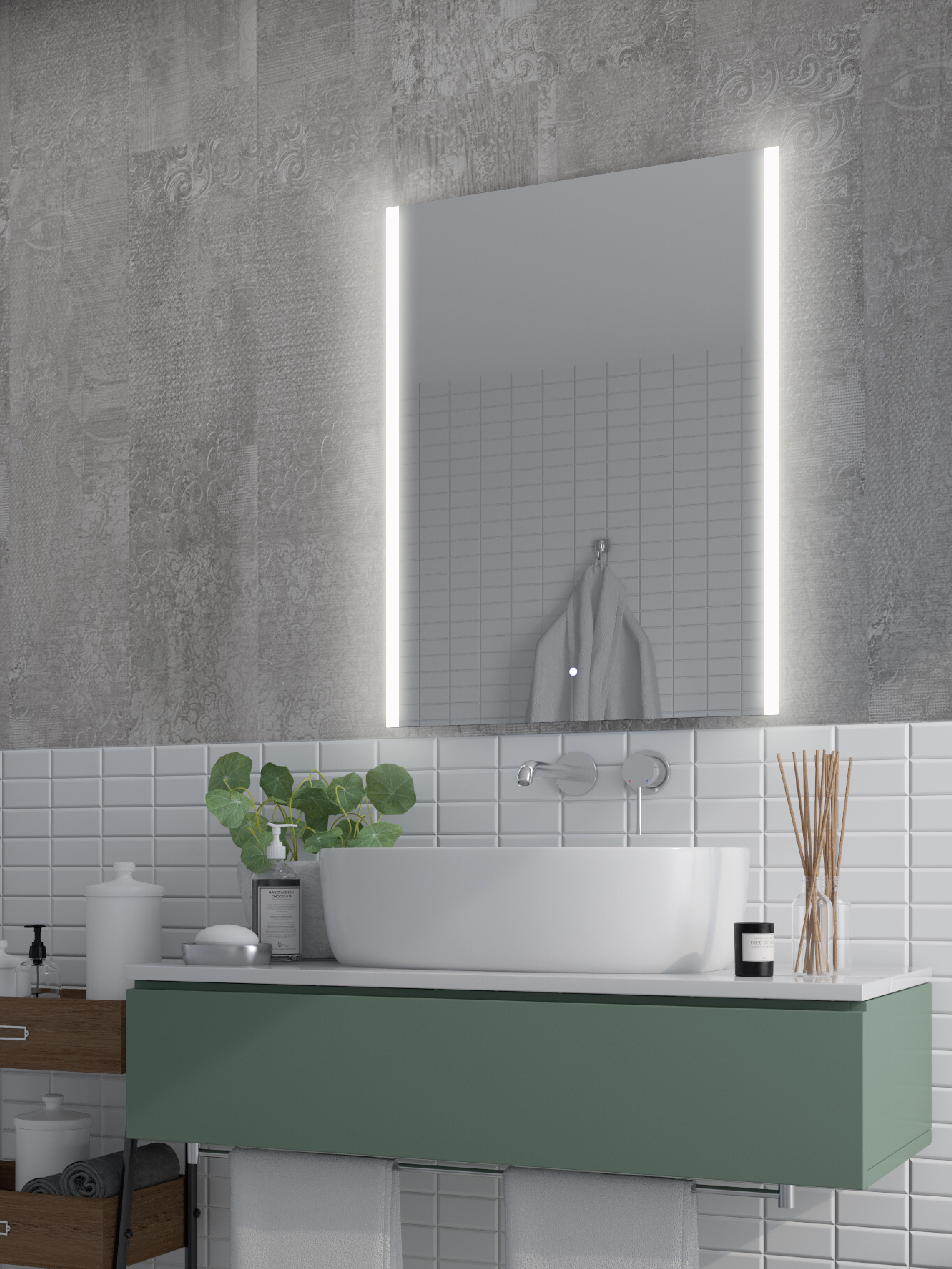 Espejo de baño con luz led eledblth con antivaho, táctil, altavoz, , bluetooth, 60x80cm