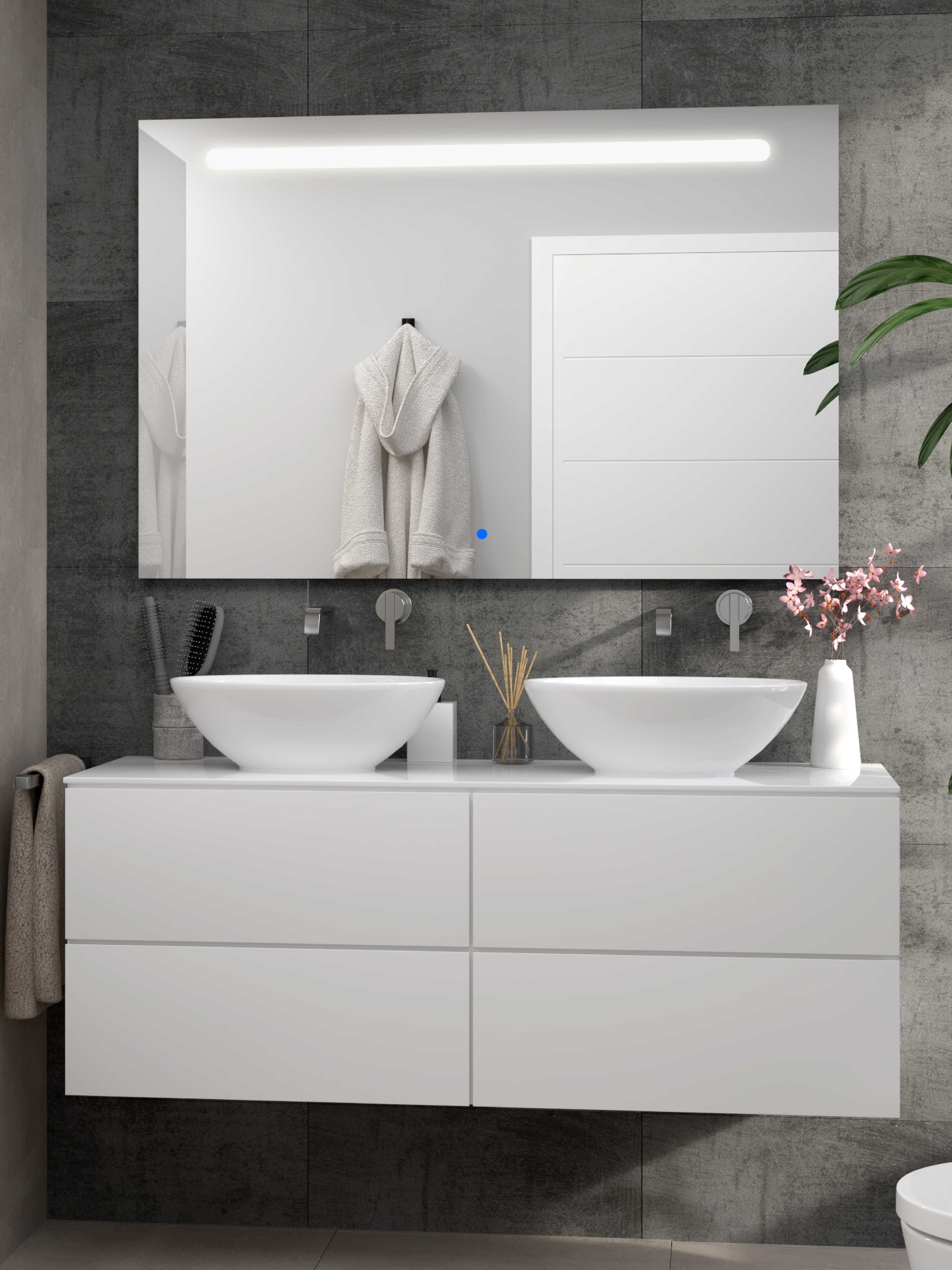 Espejo de baño con luz led push , táctil, bluetooth 100x80cm