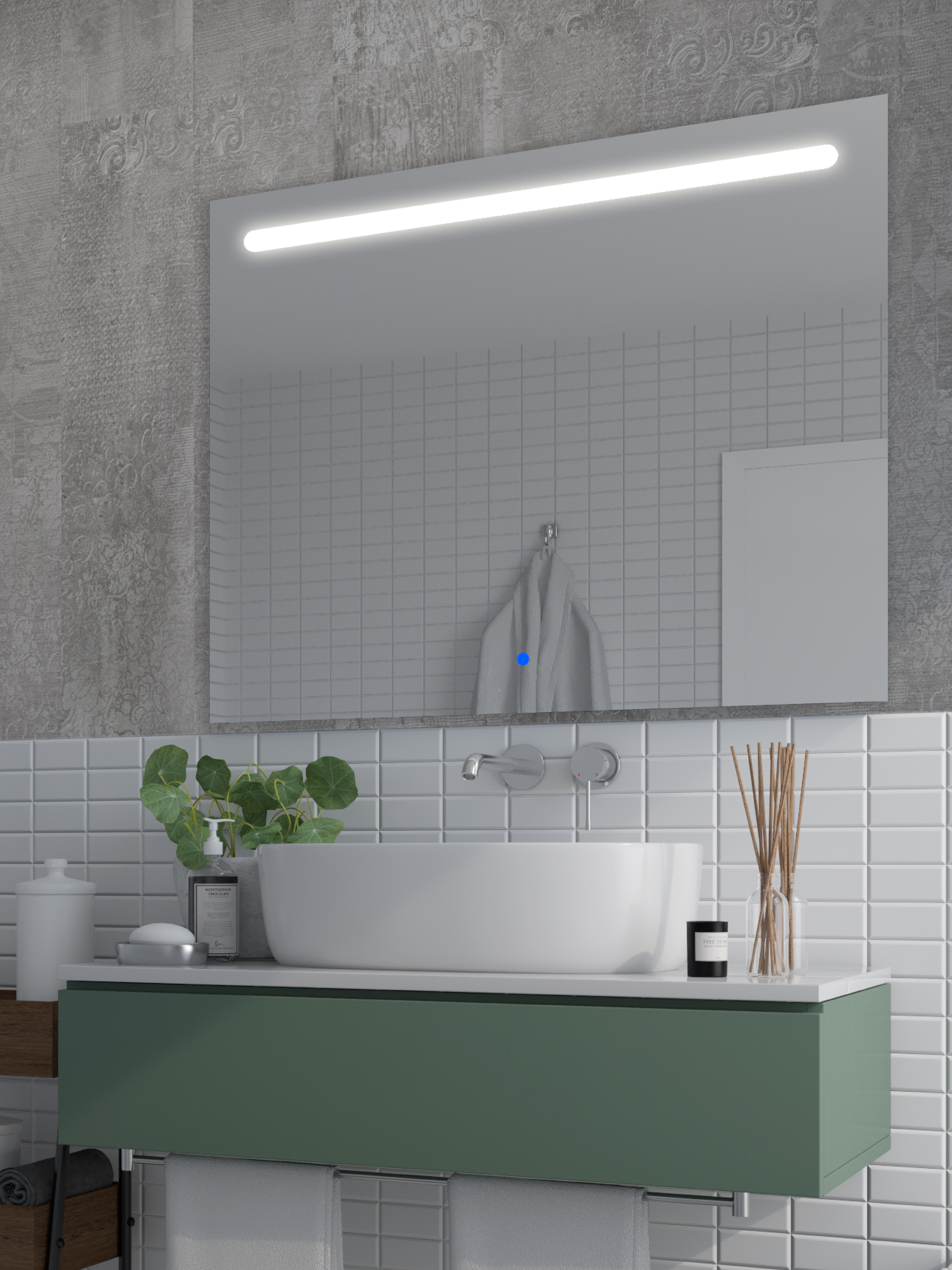 Espejo de baño con luz led push , táctil, altavoz, , bluetooth, 120x80cm