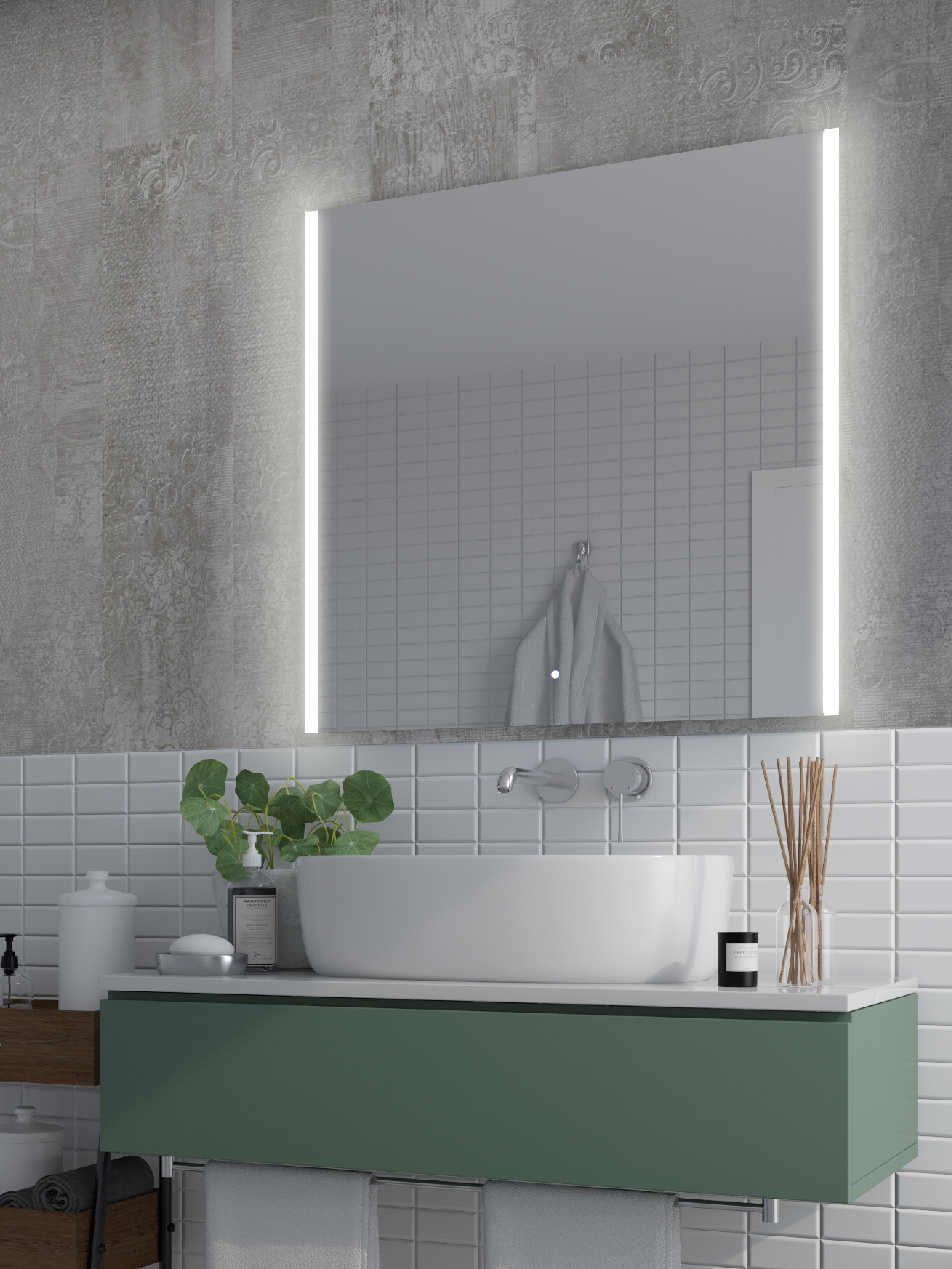 Espejo de baño con luz led , antivaho, táctil, bluetooth, 80x80 cm