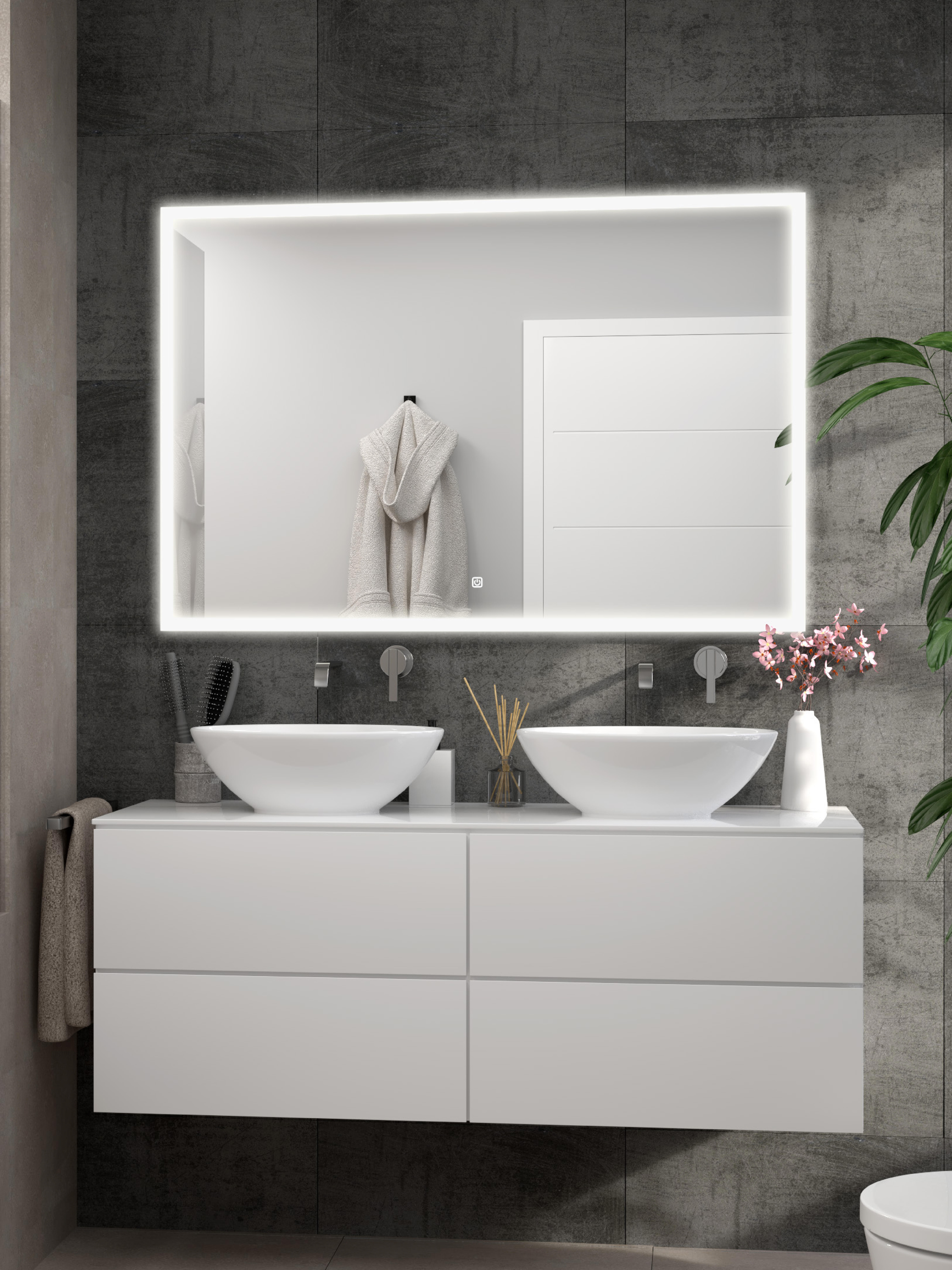 Espejo de baño con luz led lyra , táctil, altavoz, , bluetooth, 120x80cm
