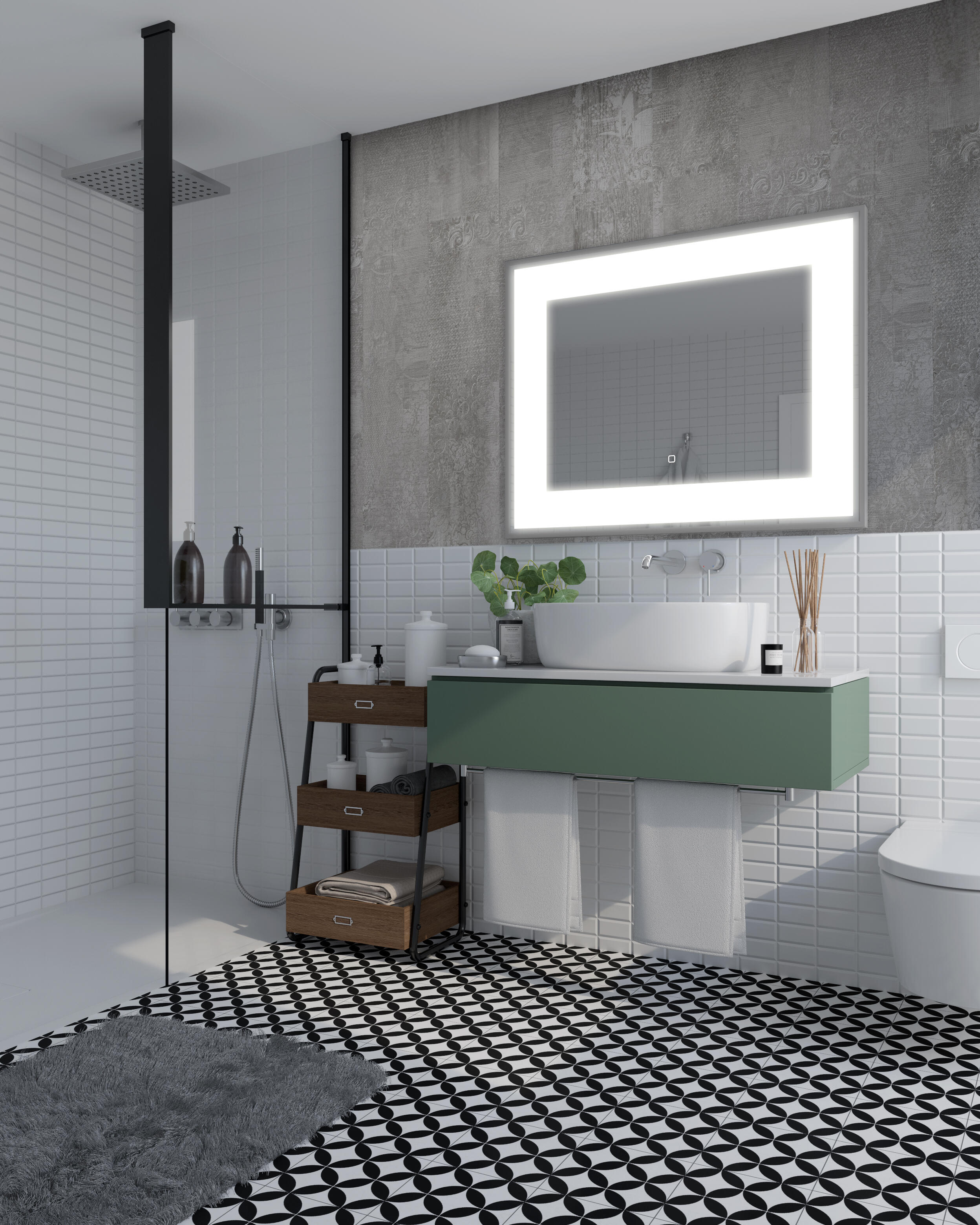 Espejo de baño con luz led millenium con antivaho, táctil 100x80cm