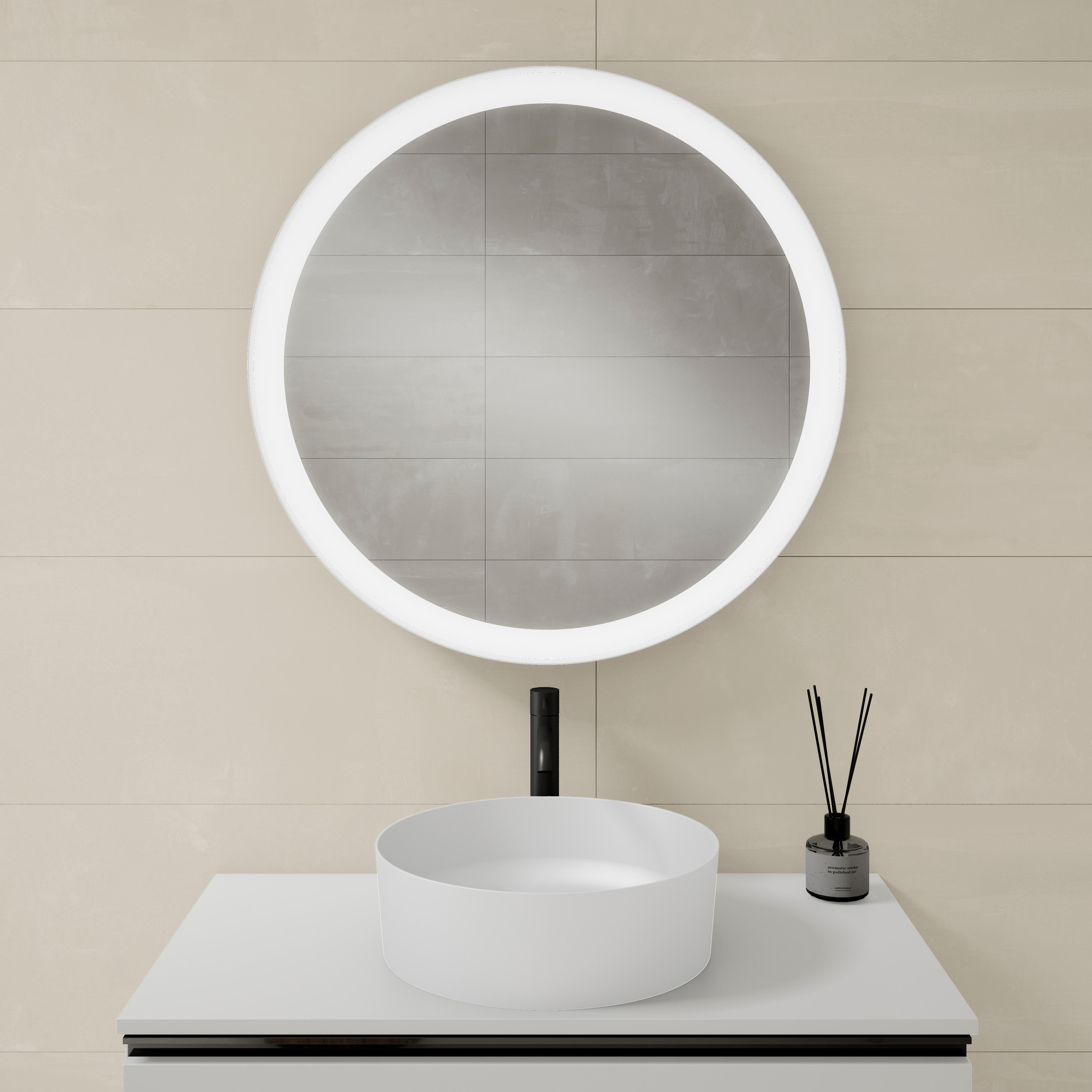 Espejo de baño con luz led alexa blanco 70x70cm