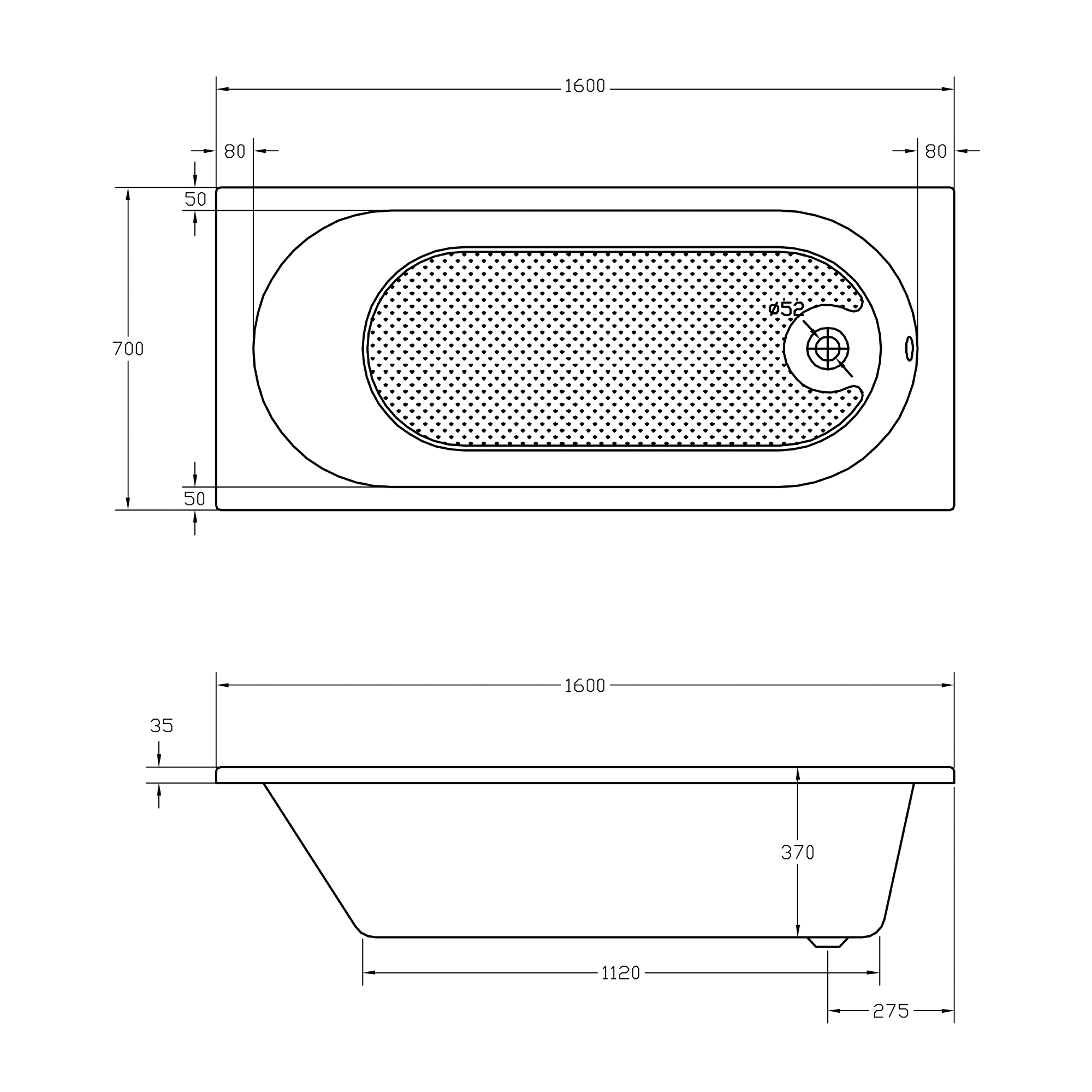 Bañera rectangular SANYCCES Nerea 160x70x40 cm - 3