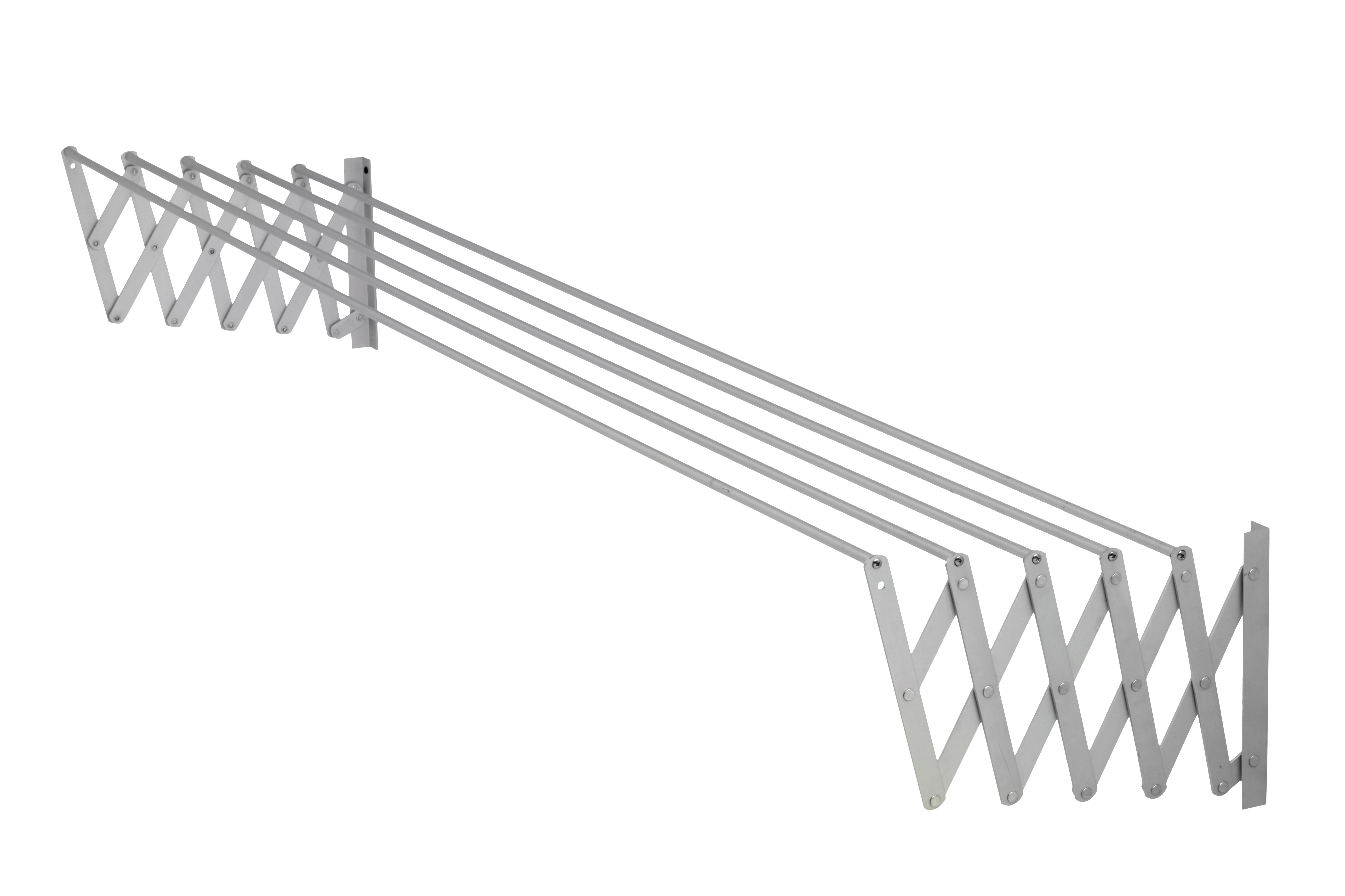 Tendedero 5 barras extensible para pared de aluminio, 9 metros de tendido