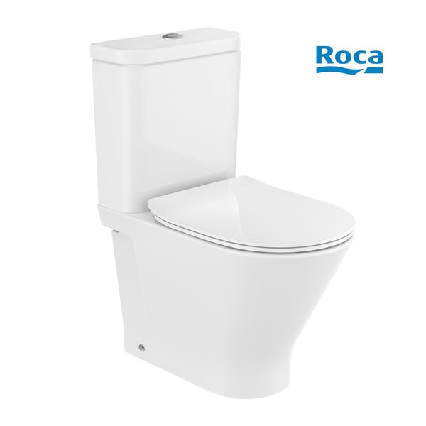 Roca,The Gap,ROUND - Inodoro completo compacto con salida dual (incluye  taza Rimless, cisterna de alimentación lateral y tapa amortiguada) :  : Bricolaje y herramientas