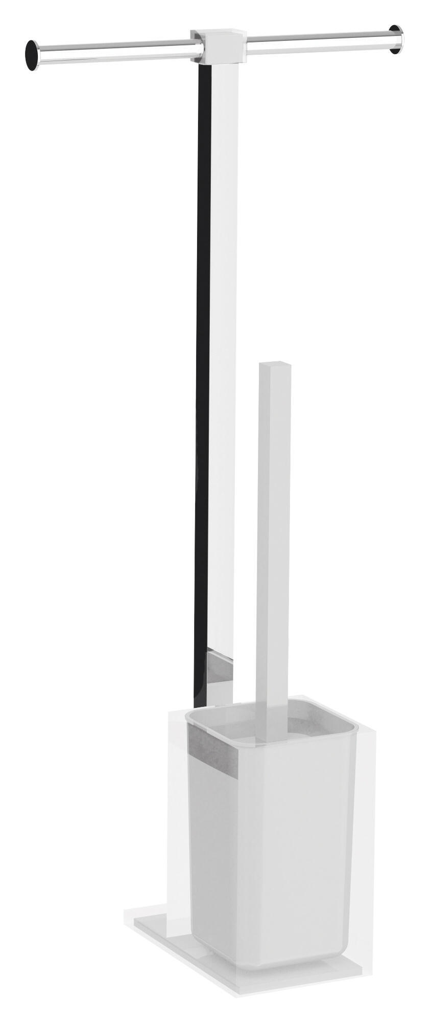 Portarrrollo de papel higiéncio de pie con escobillero rainbow blanco