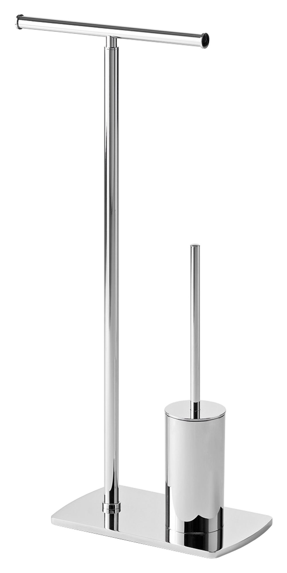 Portarrrollo de papel higiéncio de pie con escobillero florida plata