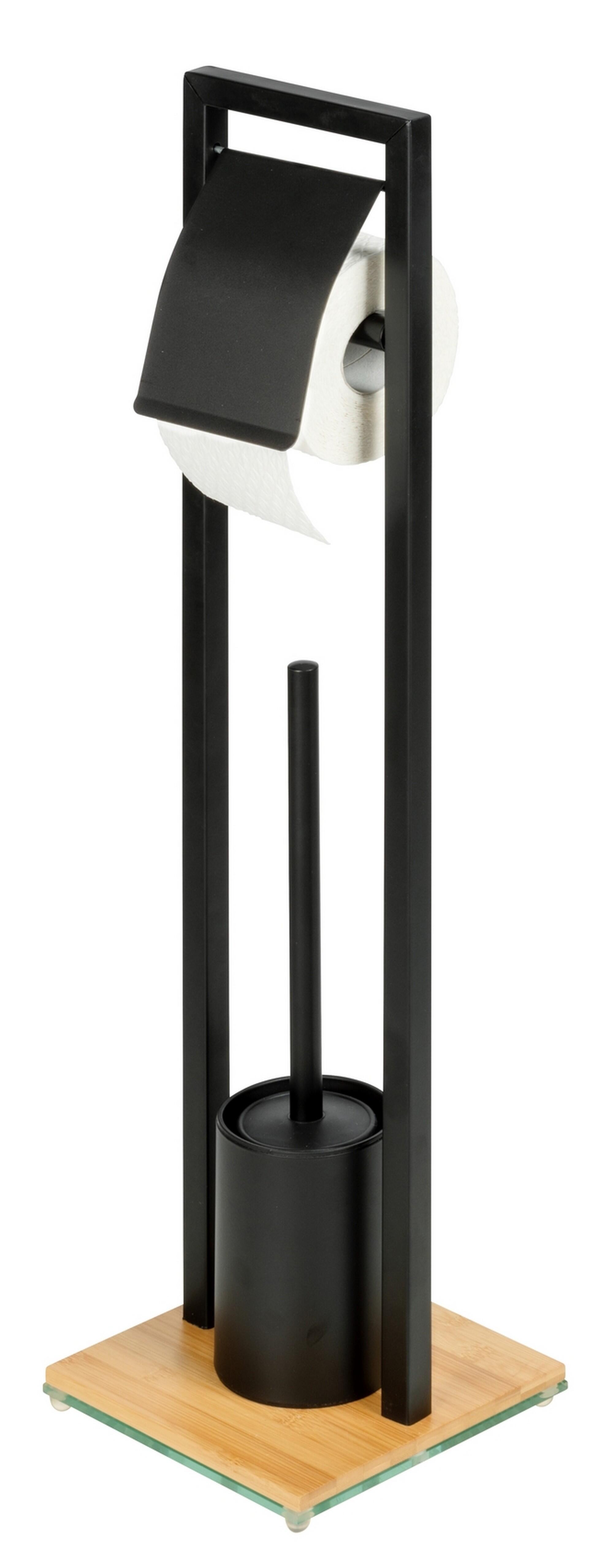Suporte de piaçaba e porta rolos preto 18x18x72,5 cm Wenko Bambusa - 14