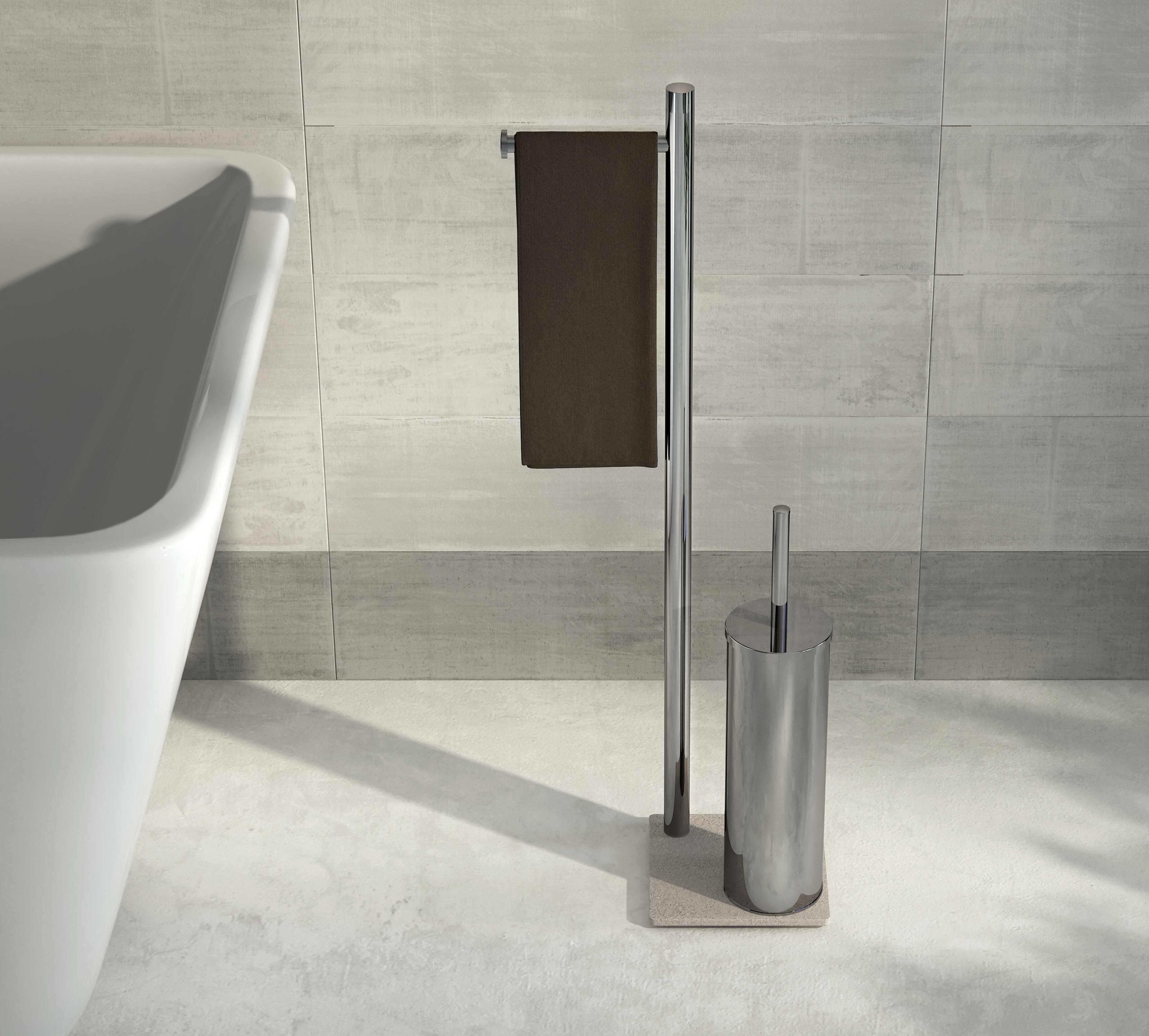 Piantana porta rotolo e porta scopino wc Trilly piantana p.ta rot. e scop. beige beige verniciato - 4