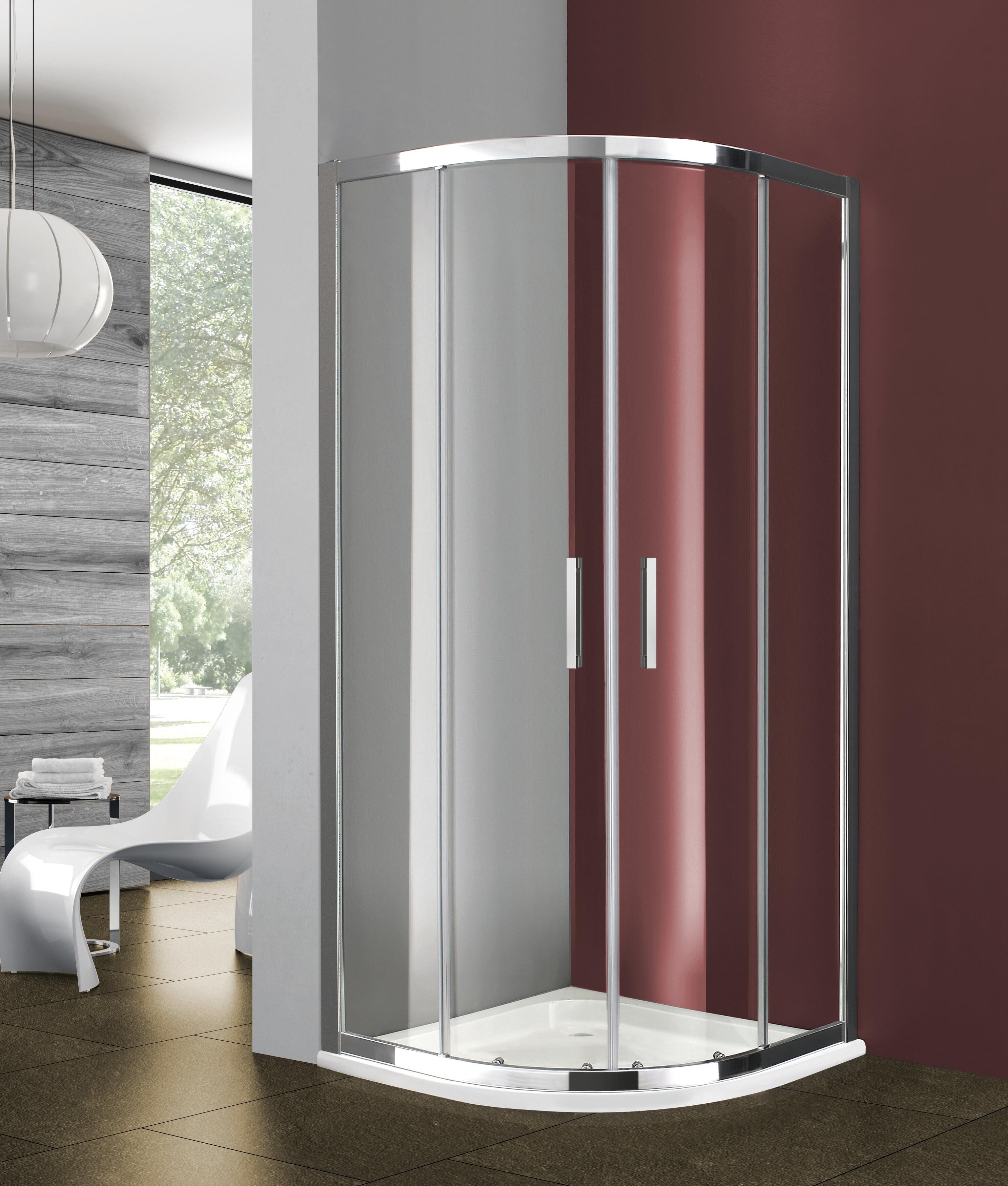 Mampara de ducha corredera transparente titan perfil cromo (86.5-89.5)x(86.5-89.5)x195 cm 8 mm