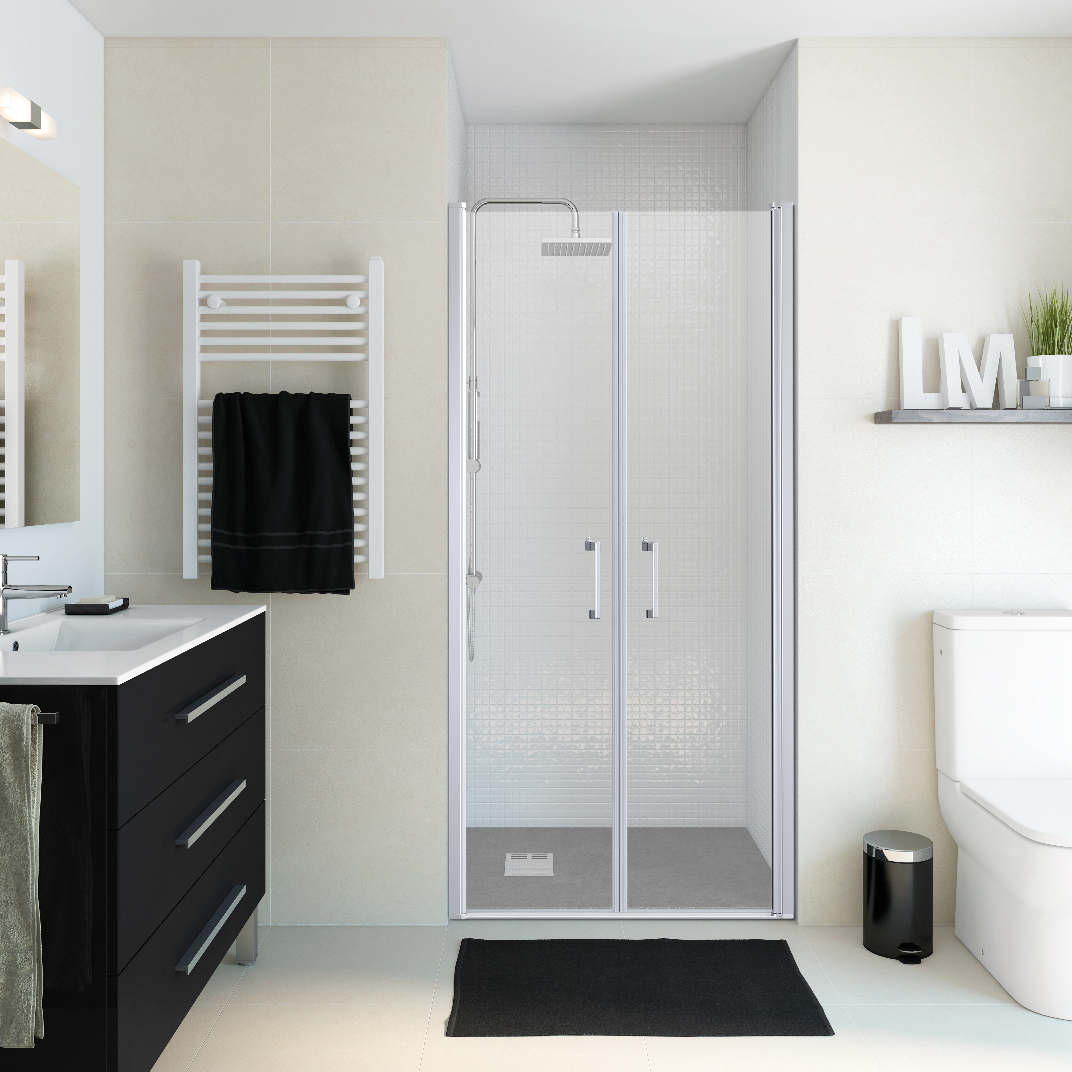 Porta doccia battente Remix, L 67.5-71.5 cm x H 195 cm x SP 8 mm, profilo cromo - 3