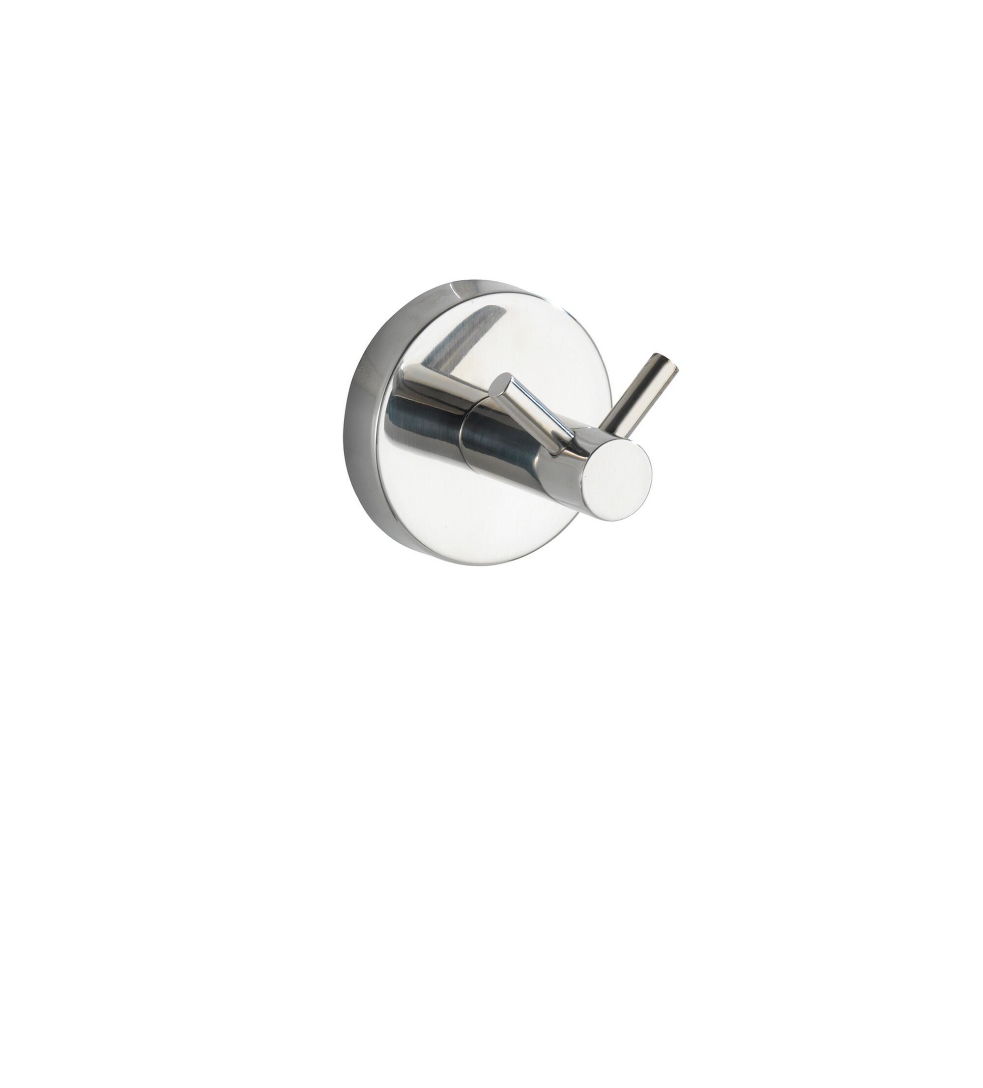 Percha/perchero bosio acero inoxidable gris con 2 ganchos
