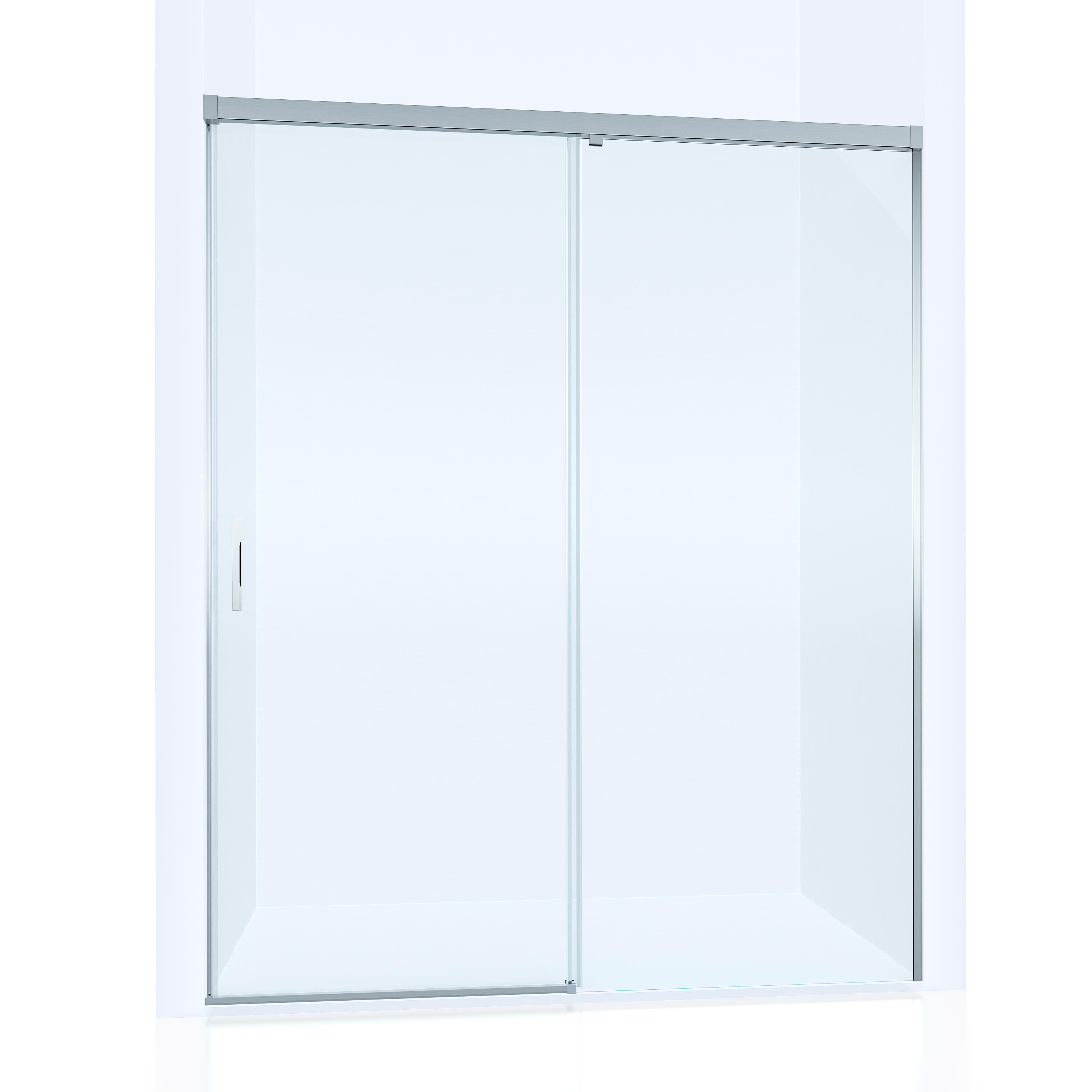 Mampara de ducha frontal 1 fijo + 1 puerta corredera transparente Tala perfil aluminio cromo (161-170)x200 cm cristal 6mm cierre magnético sin guía inferior marca Glassinox - 7