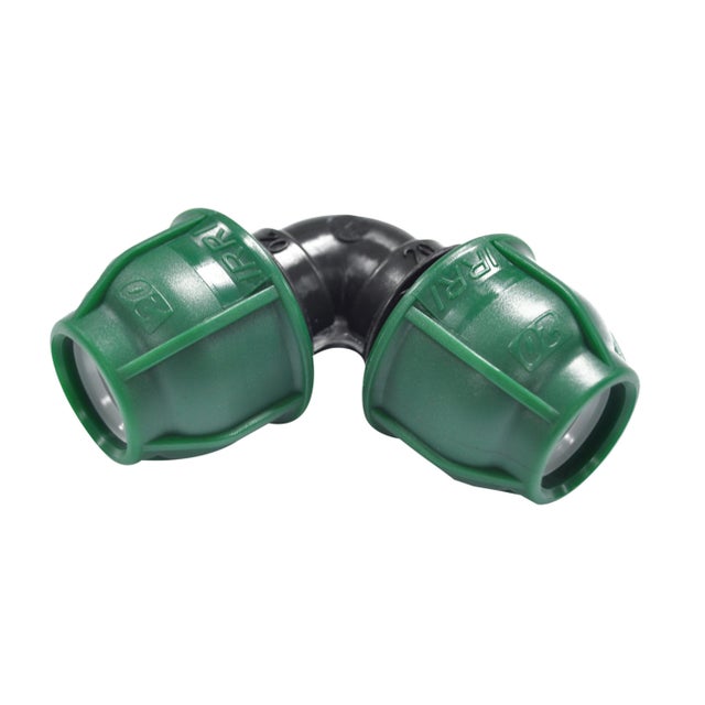 Raccordo a gomito per irrigazione RAIN in polietilene adatto a tubi di ⌀ 25 mm