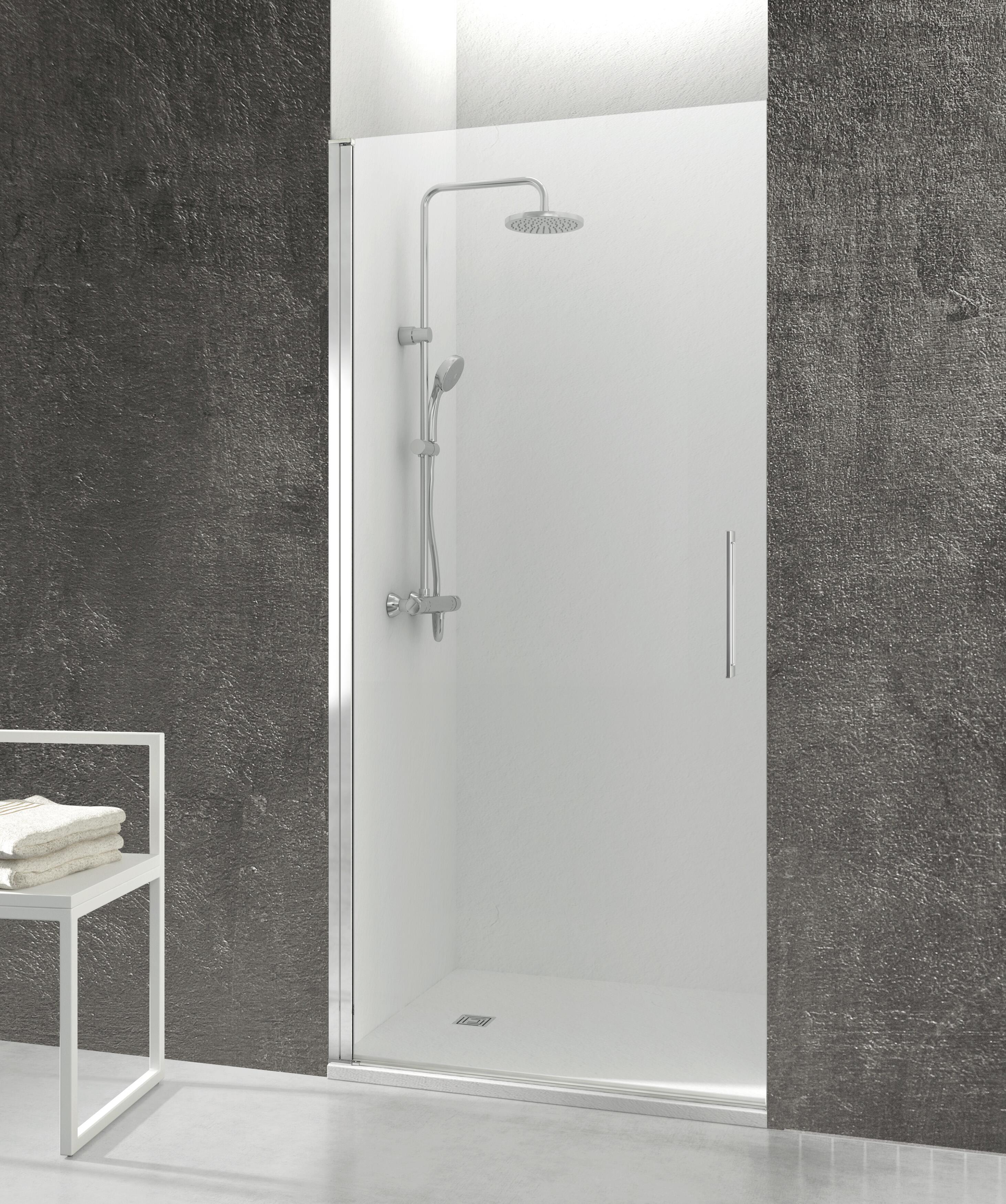 Mampara de ducha frontal abatible transparente abat a perfil cromo (46.1-47.6)x195 cm