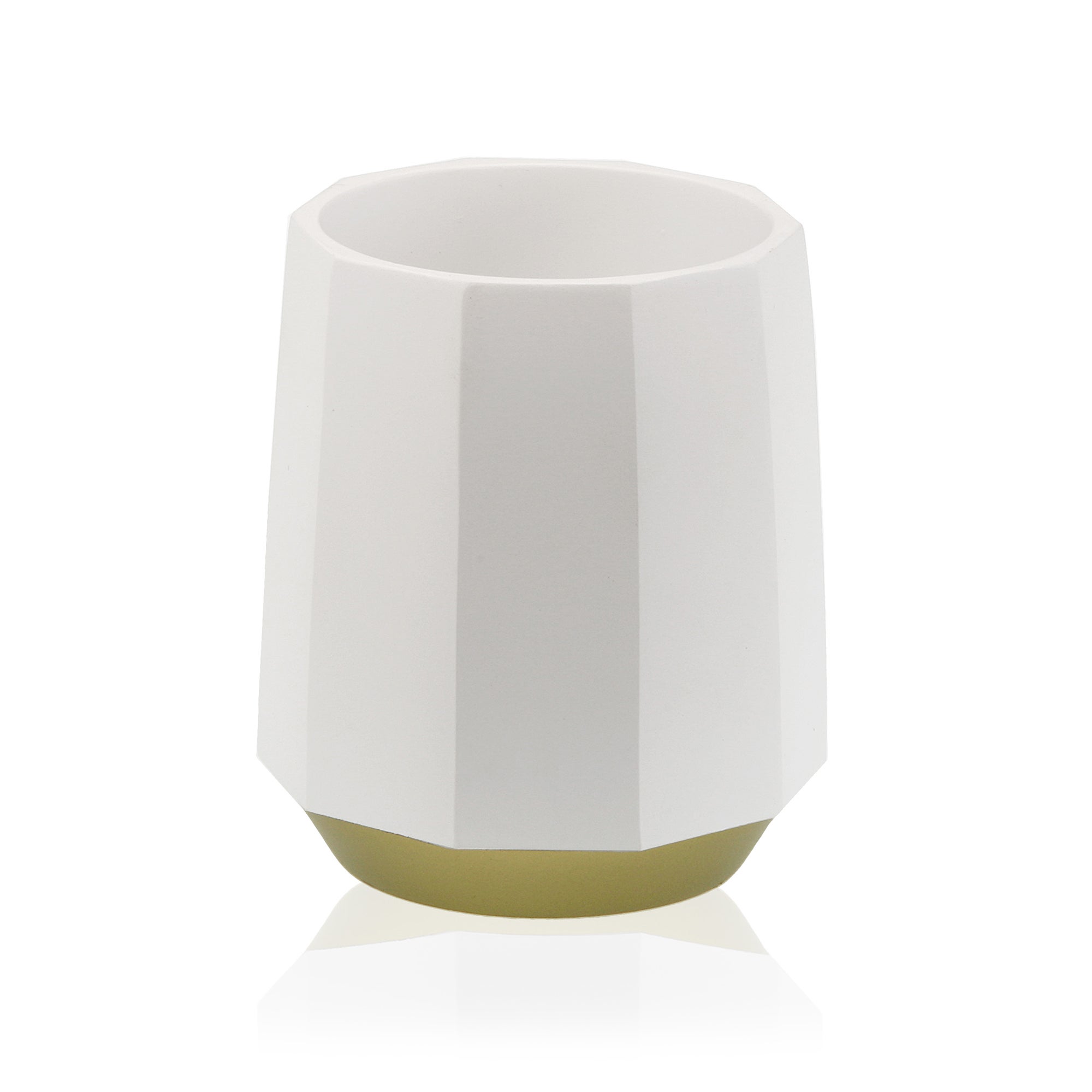 Vaso de baño blanco y dorado 8,4x8,4x10 cm
