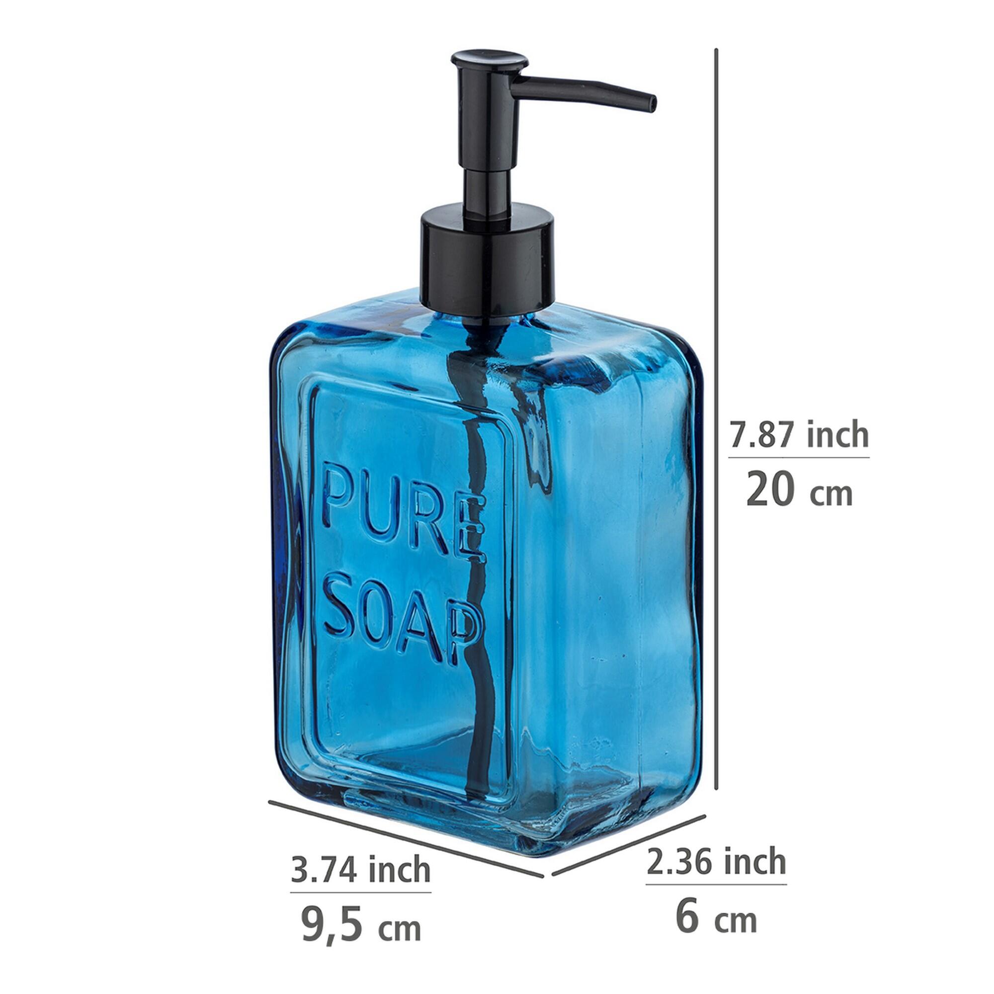 Dispenser sapone per cucina/bagno Pure blu trasparente in cristallo 0.55 l - 7
