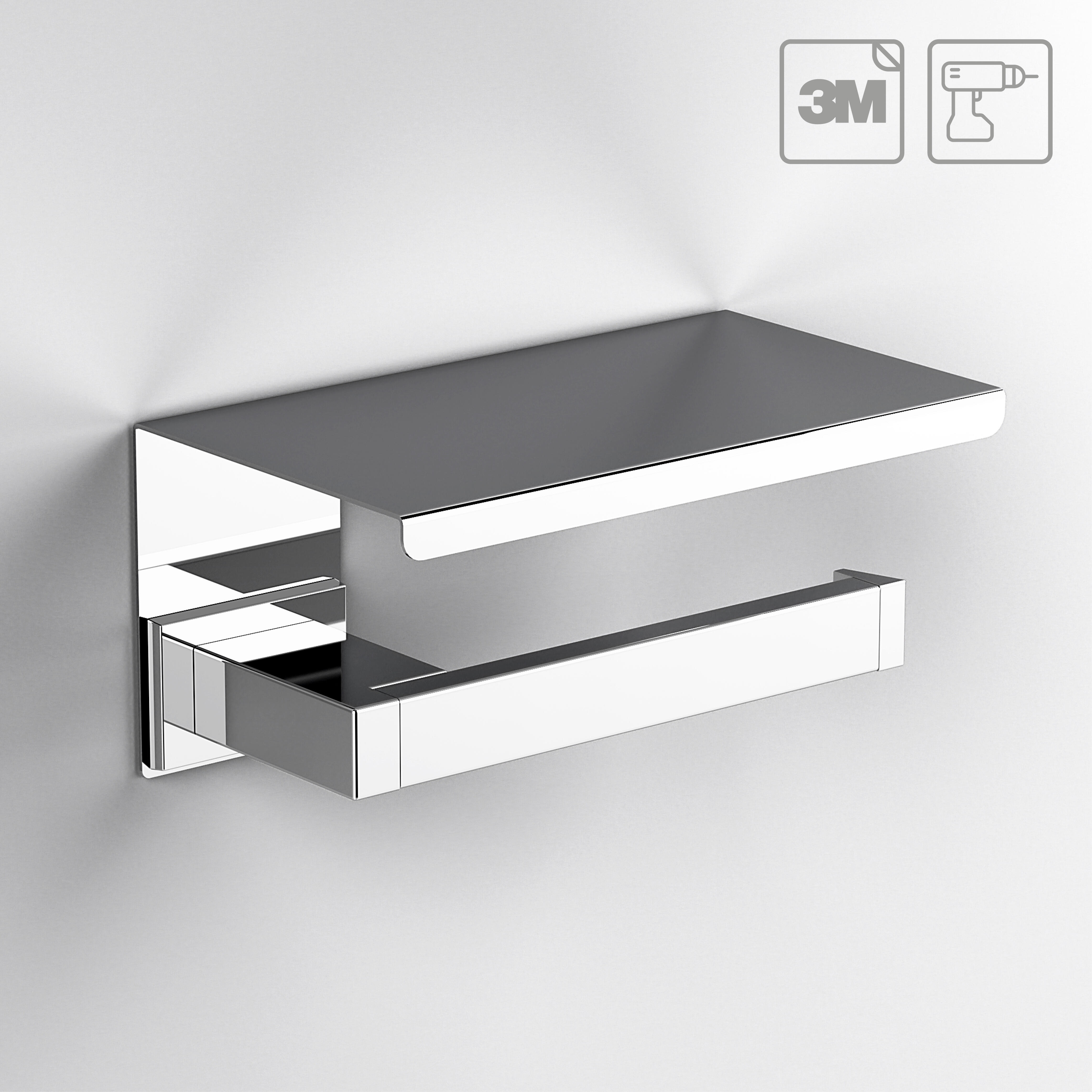 Portarrollo wc kubo gris brillante 14.9x7.9 cm