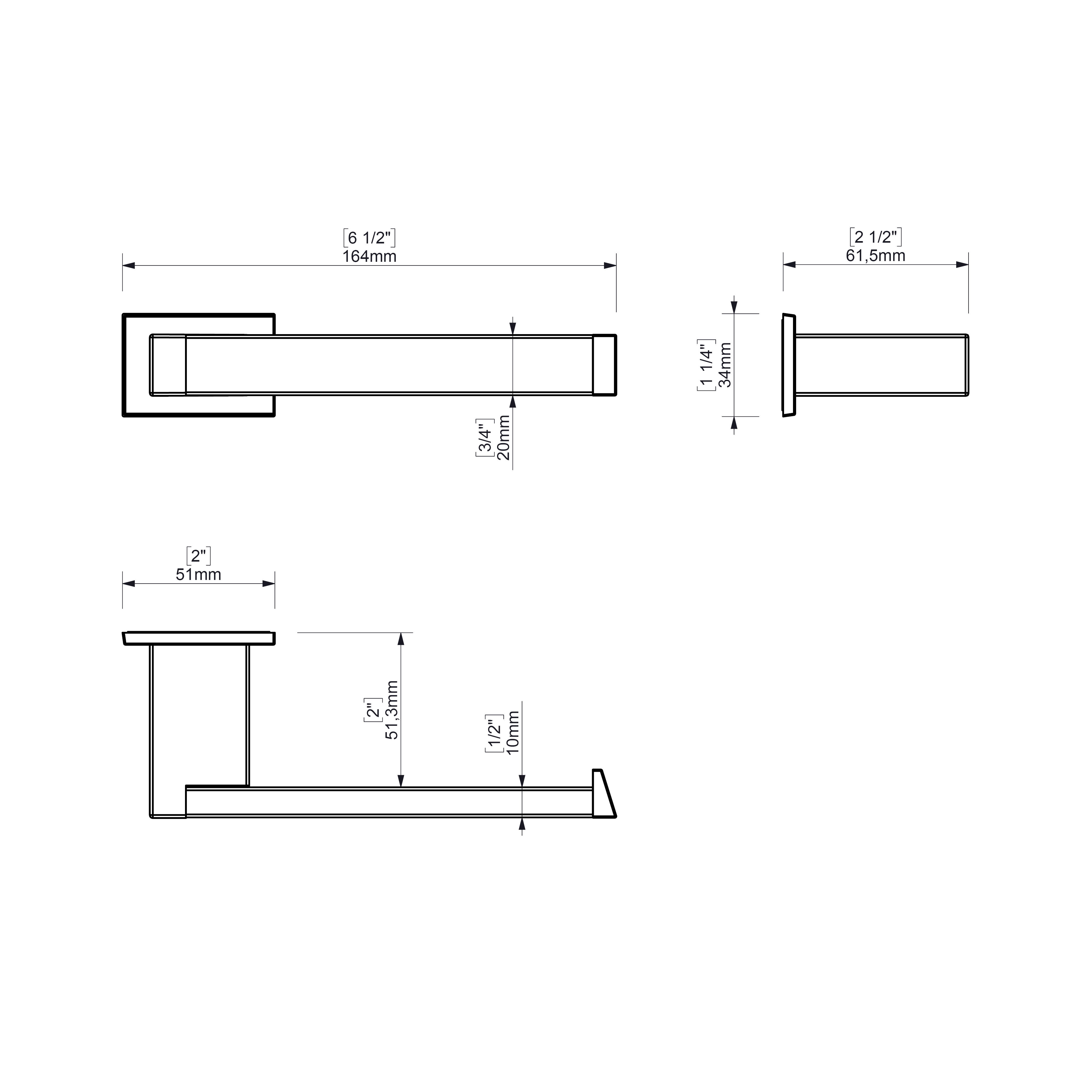 Portarrollos de papel higiénico Kubo negro adheviso o para atornillar - 3