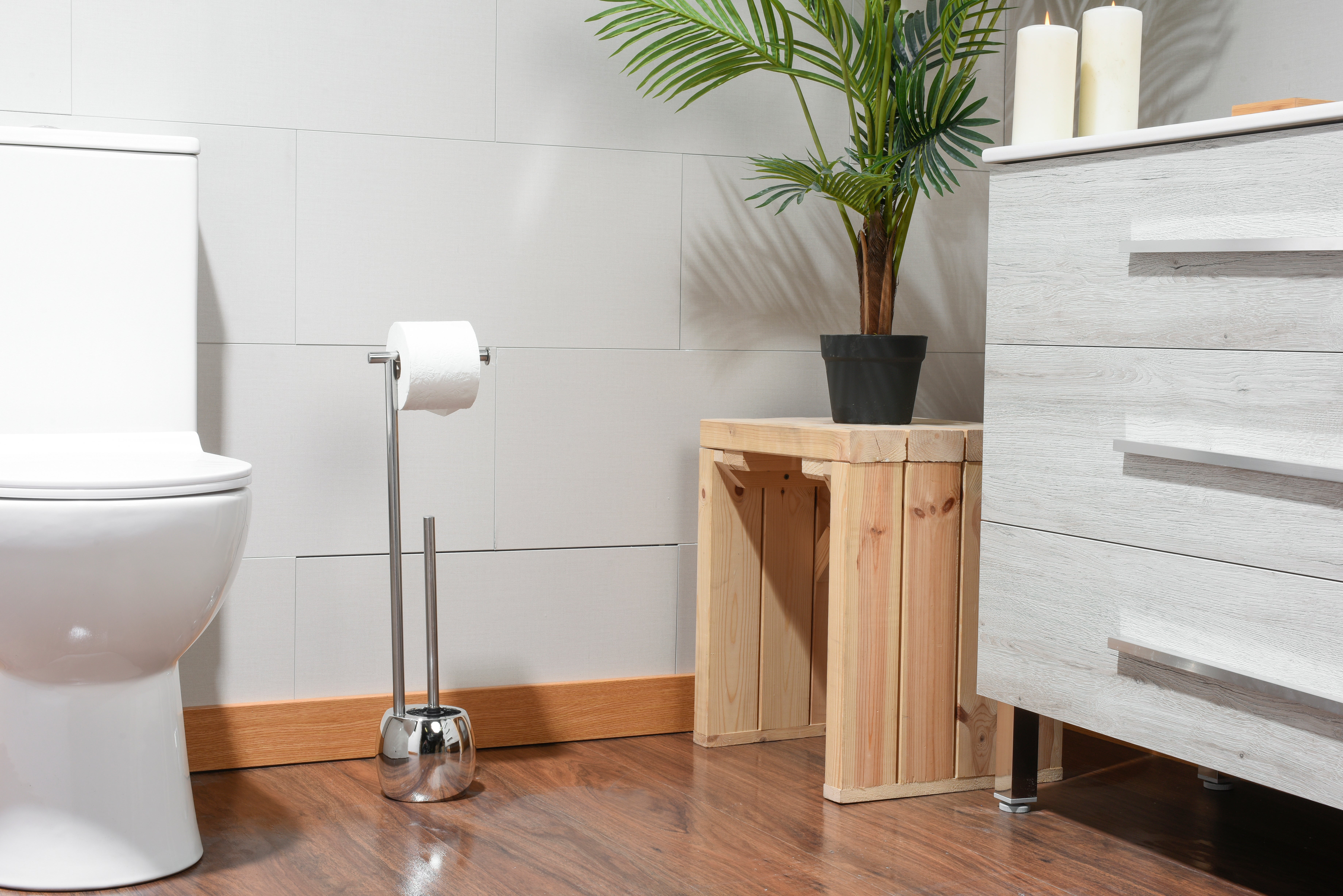 Piaçaba com porta-rolos RONDO CROMADO - 9