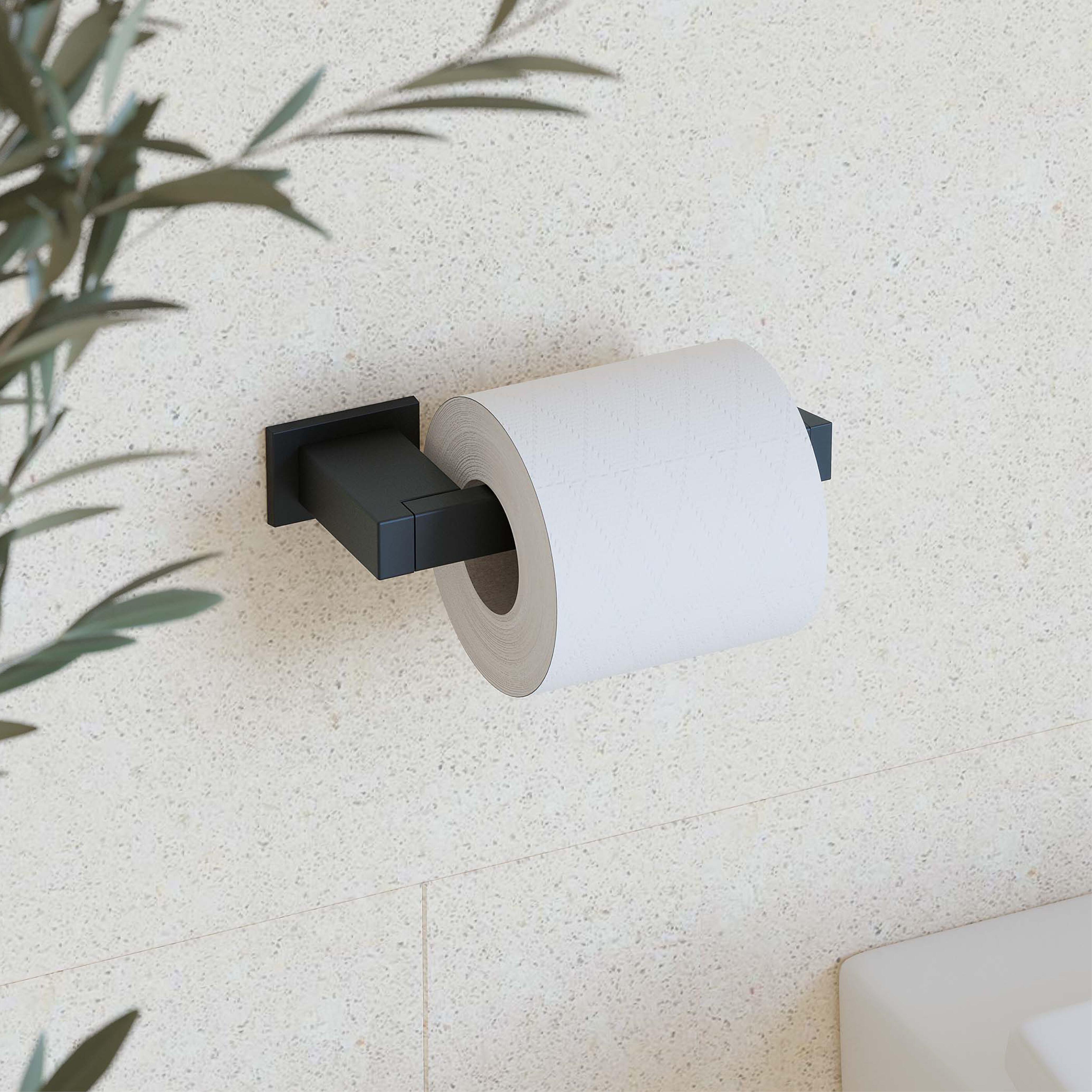 Portarrollos de papel higiénico Kubo negro adheviso o para atornillar - 4