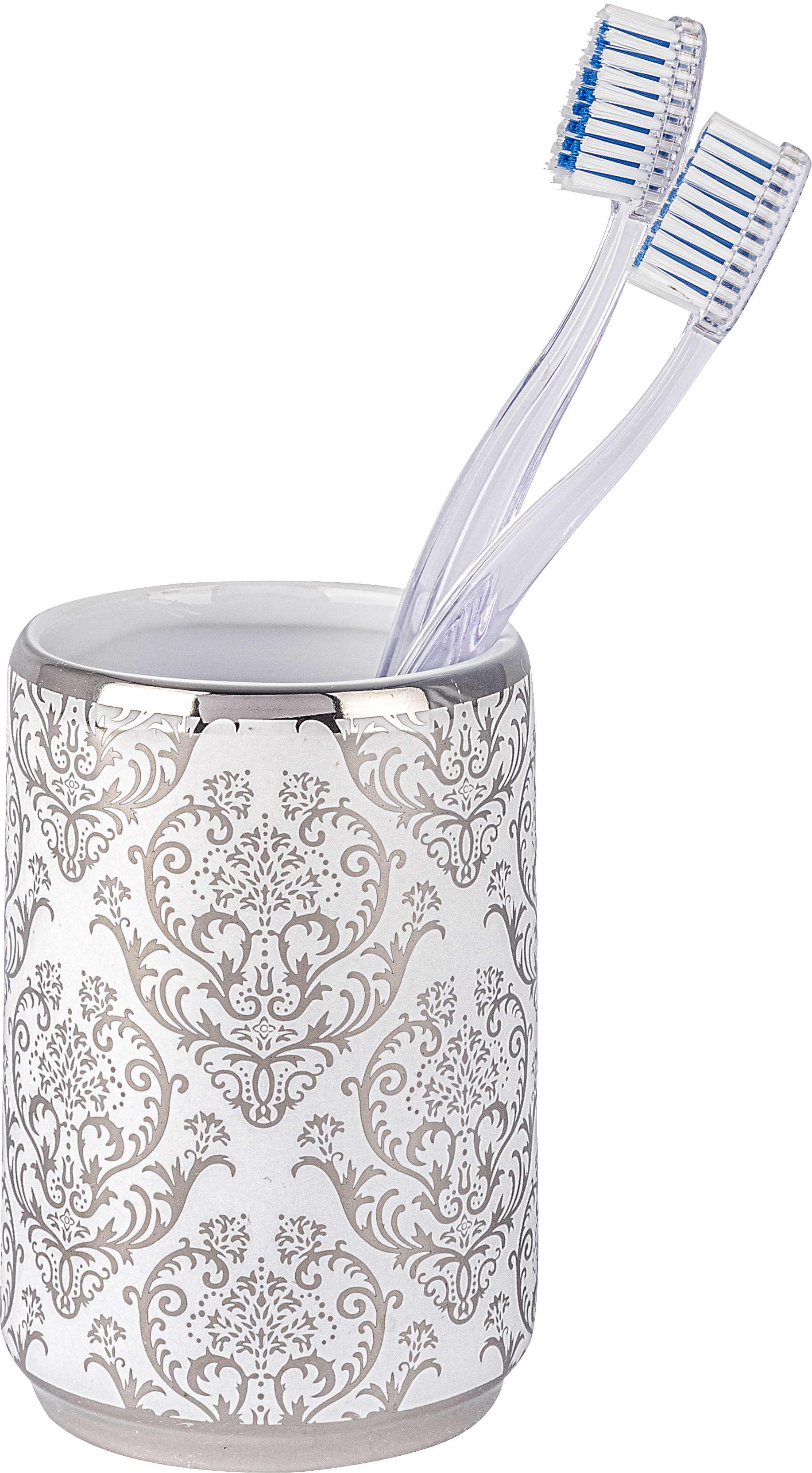 Vaso de baño barock blanco y plata brillante