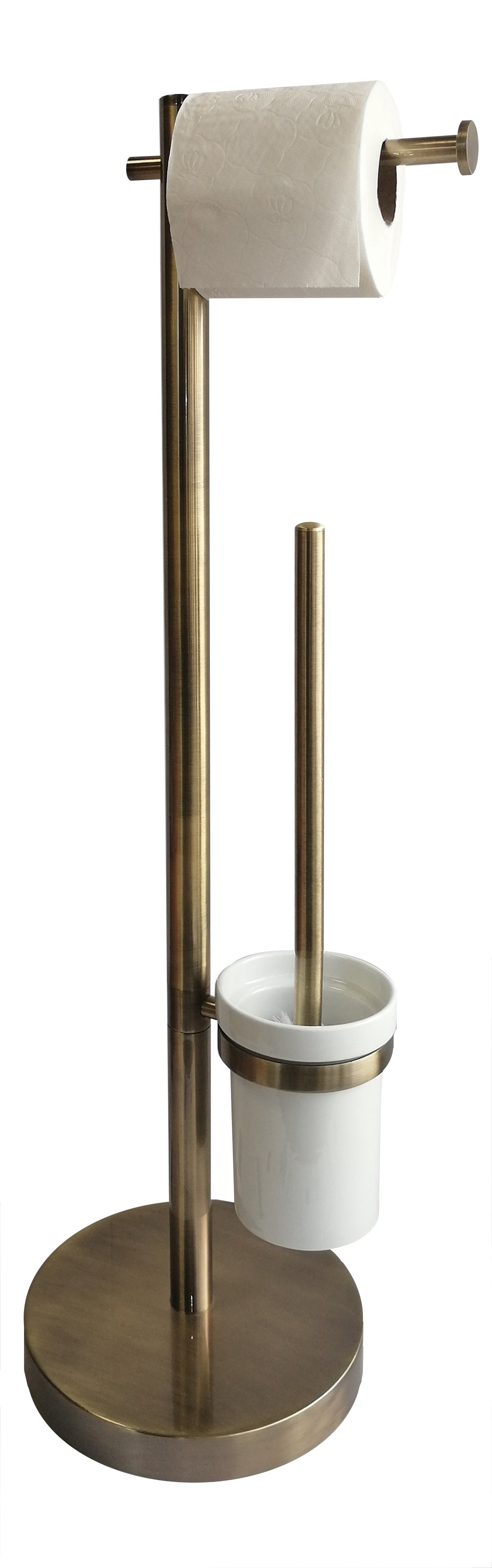 Escobillero y portarrollo olvi oro viejo 22x63 cm