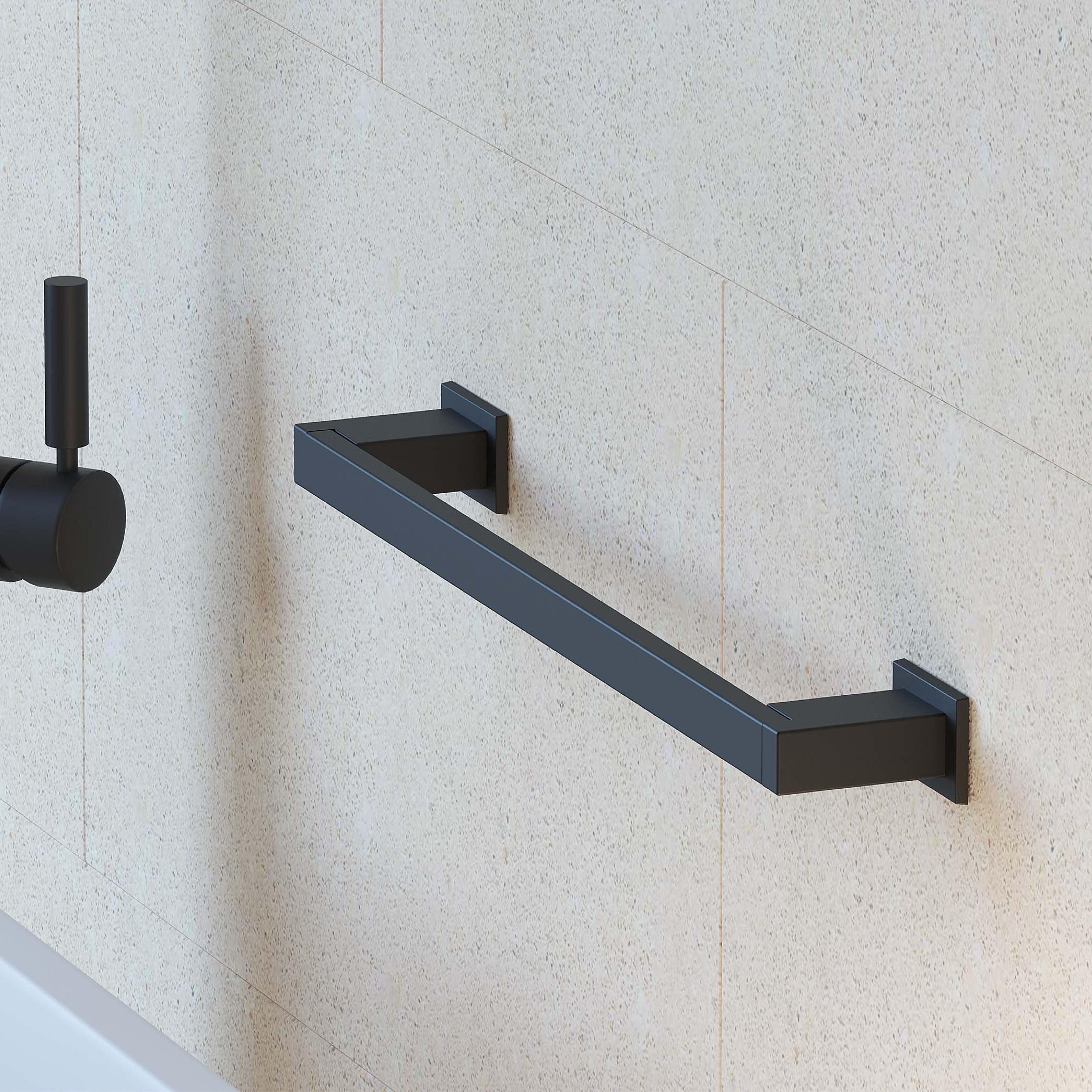 Toallero de barra negro mate para atornillar Kubo 30x2.4x6.1 cm - 3