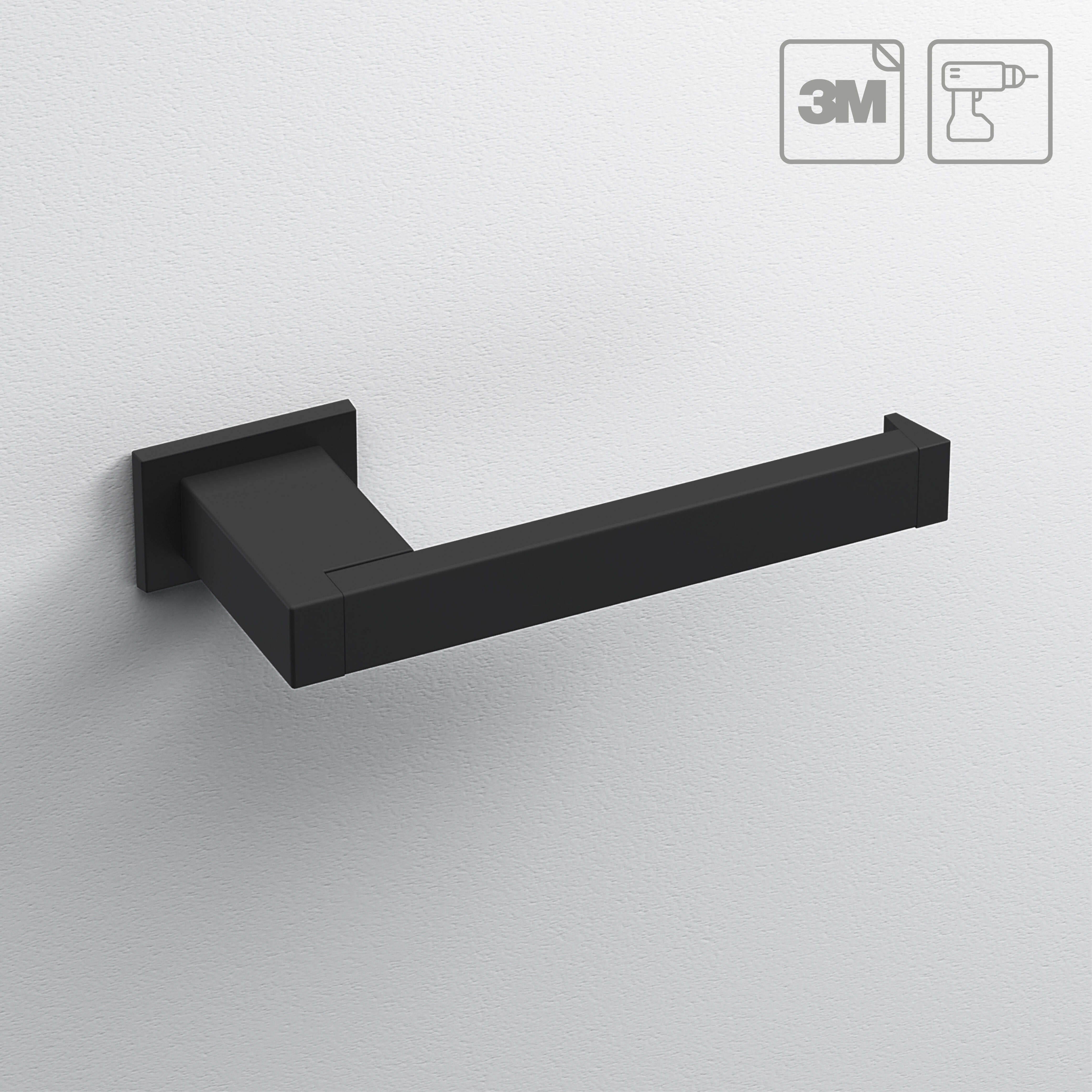 Portarrollos de papel higiénico Kubo negro adheviso o para atornillar - 2